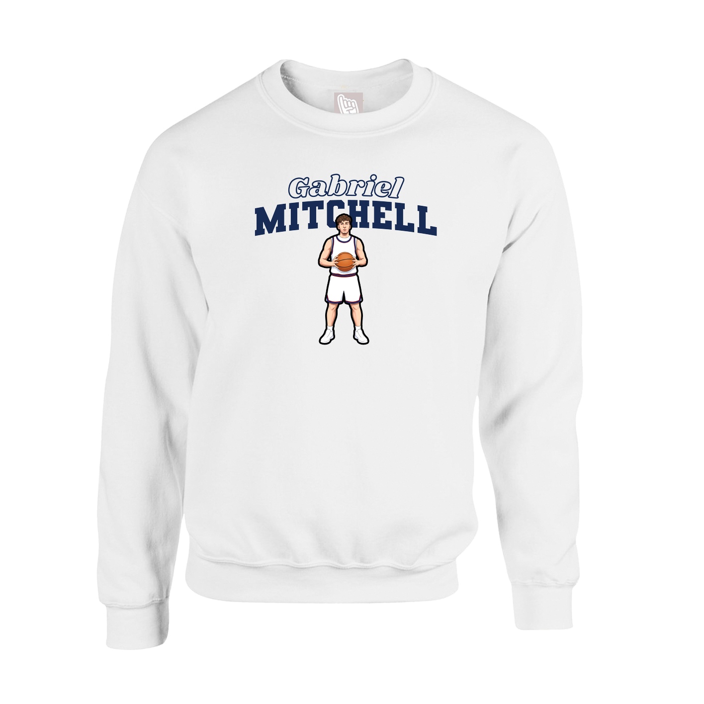 Fleece Crew — Name Arch in White