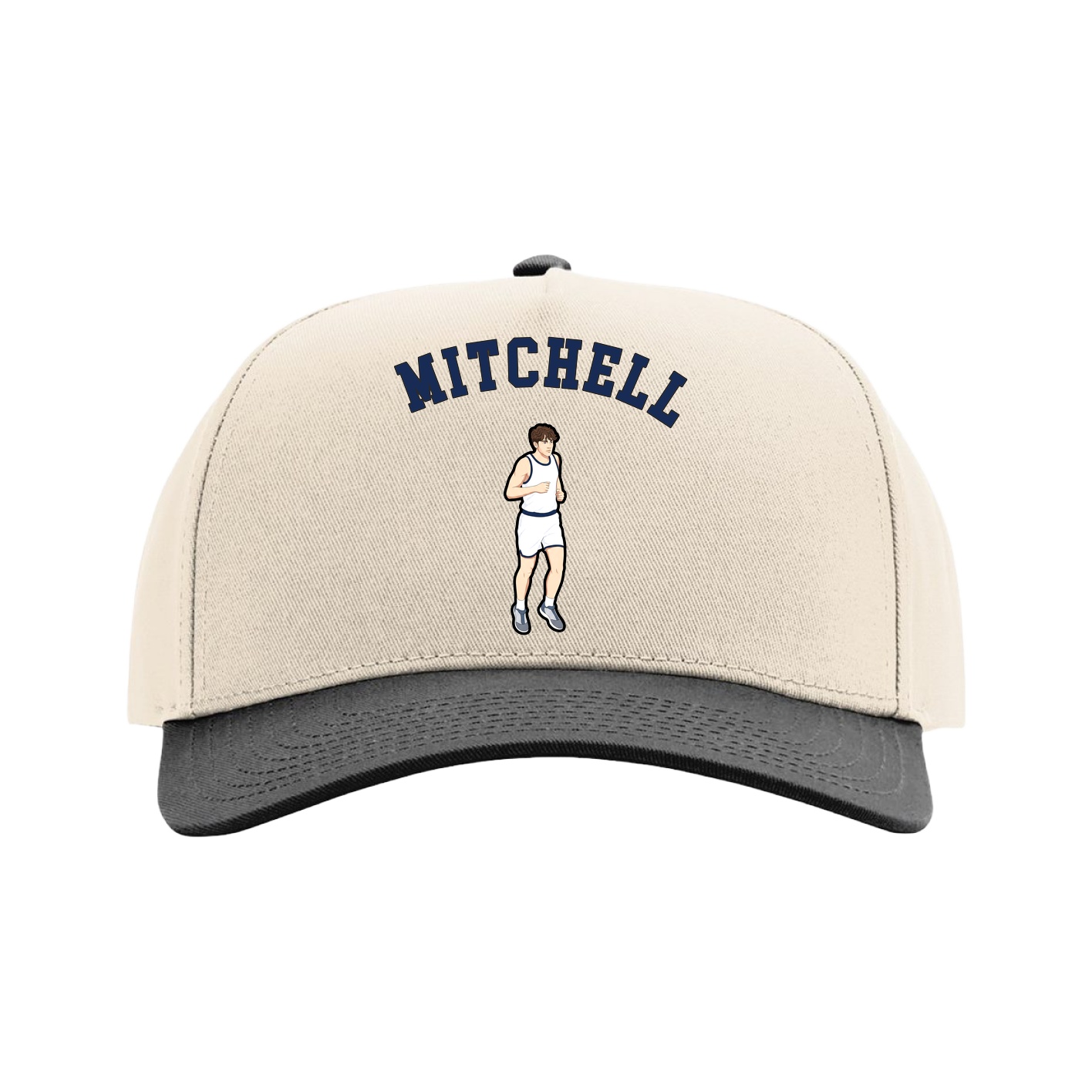 Full Fabric Five-Panel Champ Cap — Shirsey Arch in Cream/Black
