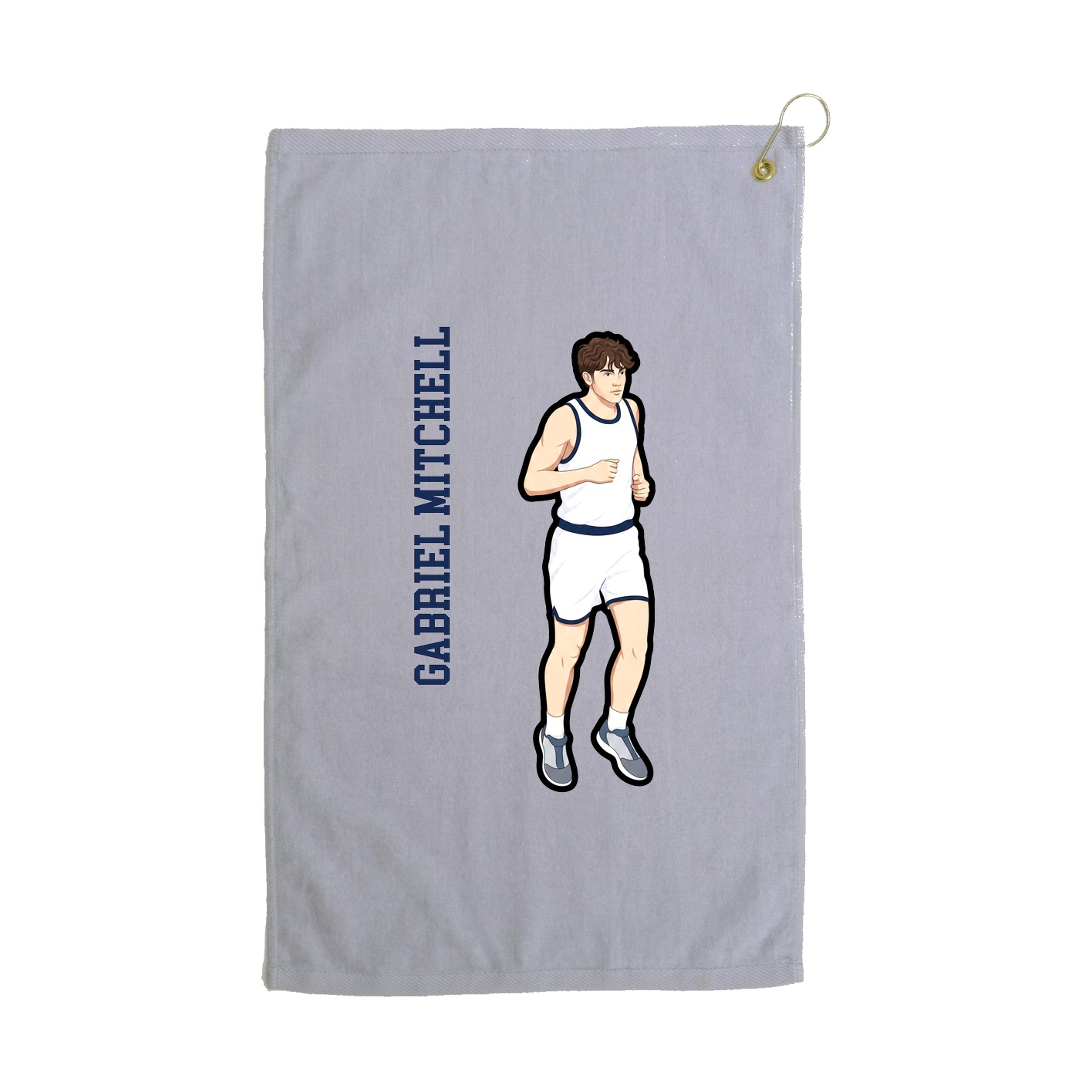 Golf Towel — Name Vertical in Grey