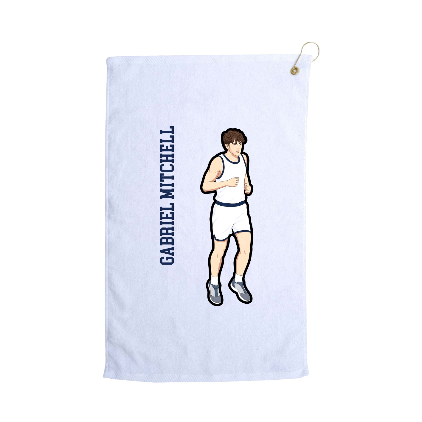 Golf Towel — Name Vertical in White