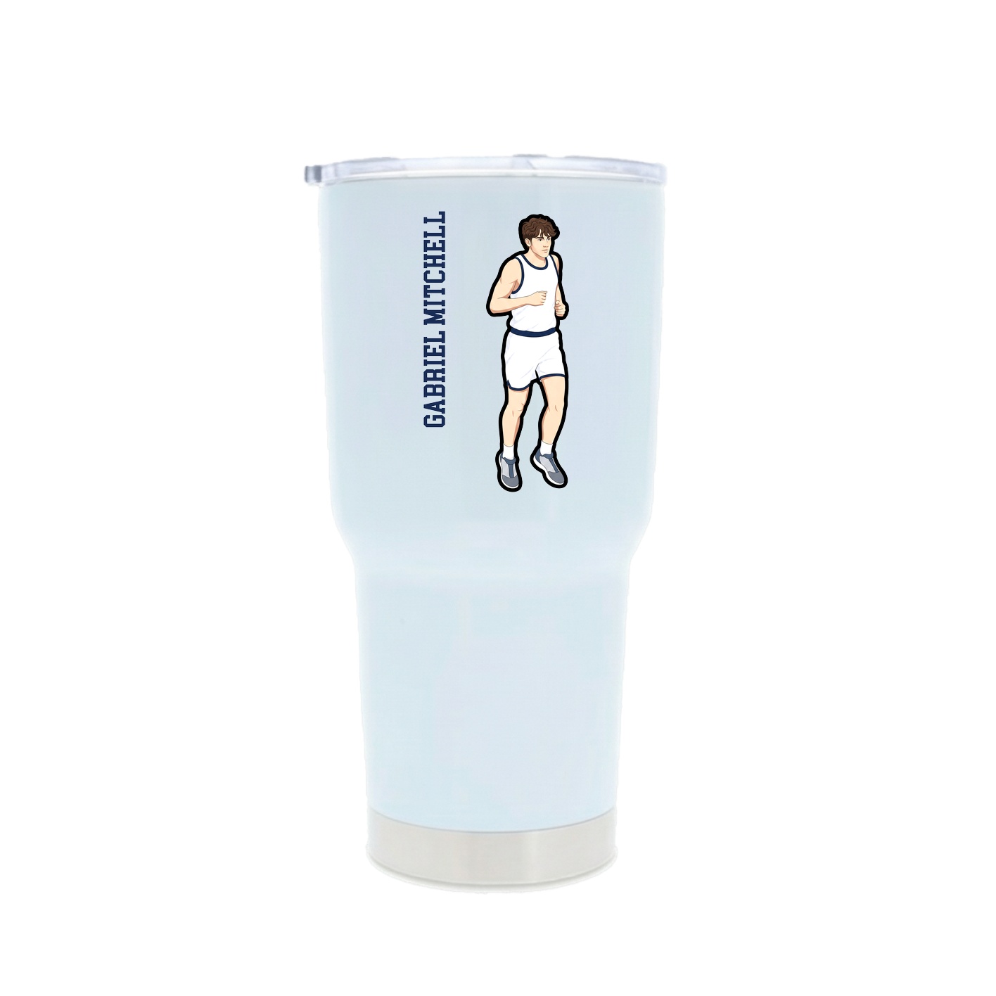 30oz Stainless Steel Tumbler — Name Vertical in White