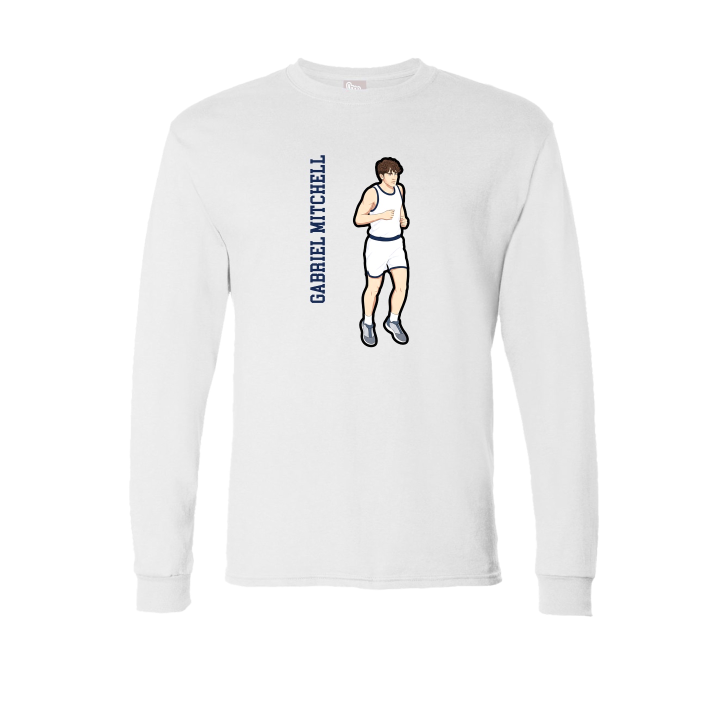 Long Sleeve Tee — Name Vertical in White