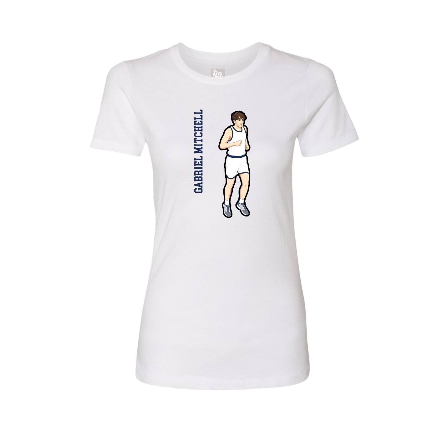 Womens Tee — Name Vertical in White
