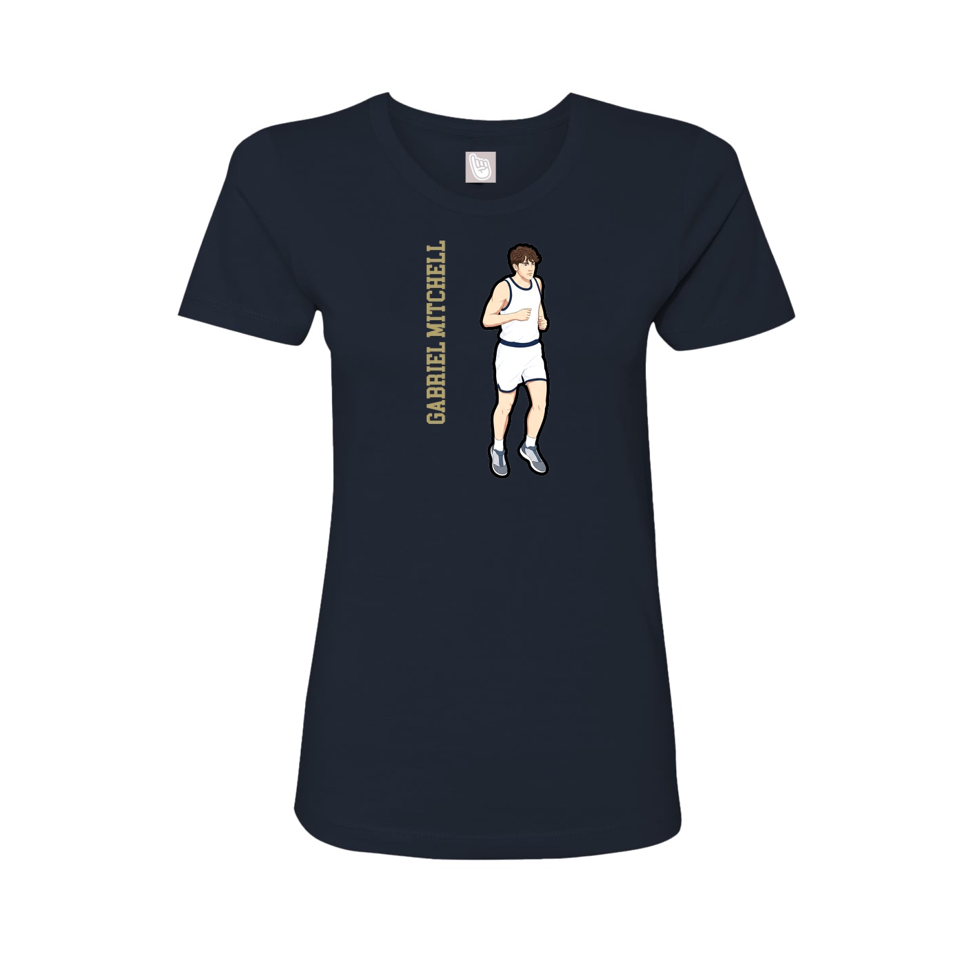 Womens Tee — Name Vertical in Navy