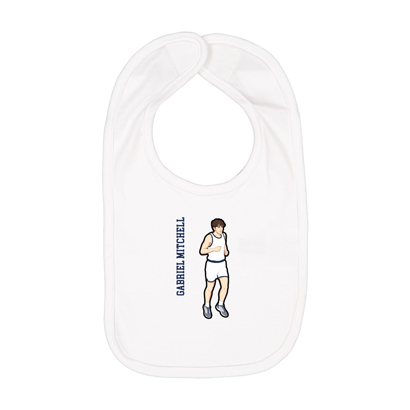 Infant Bib — Name Vertical in White
