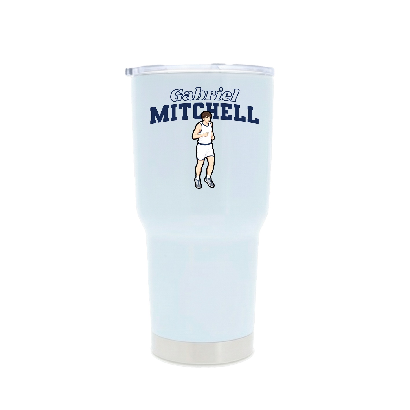 30oz Stainless Steel Tumbler — Name Arch in White