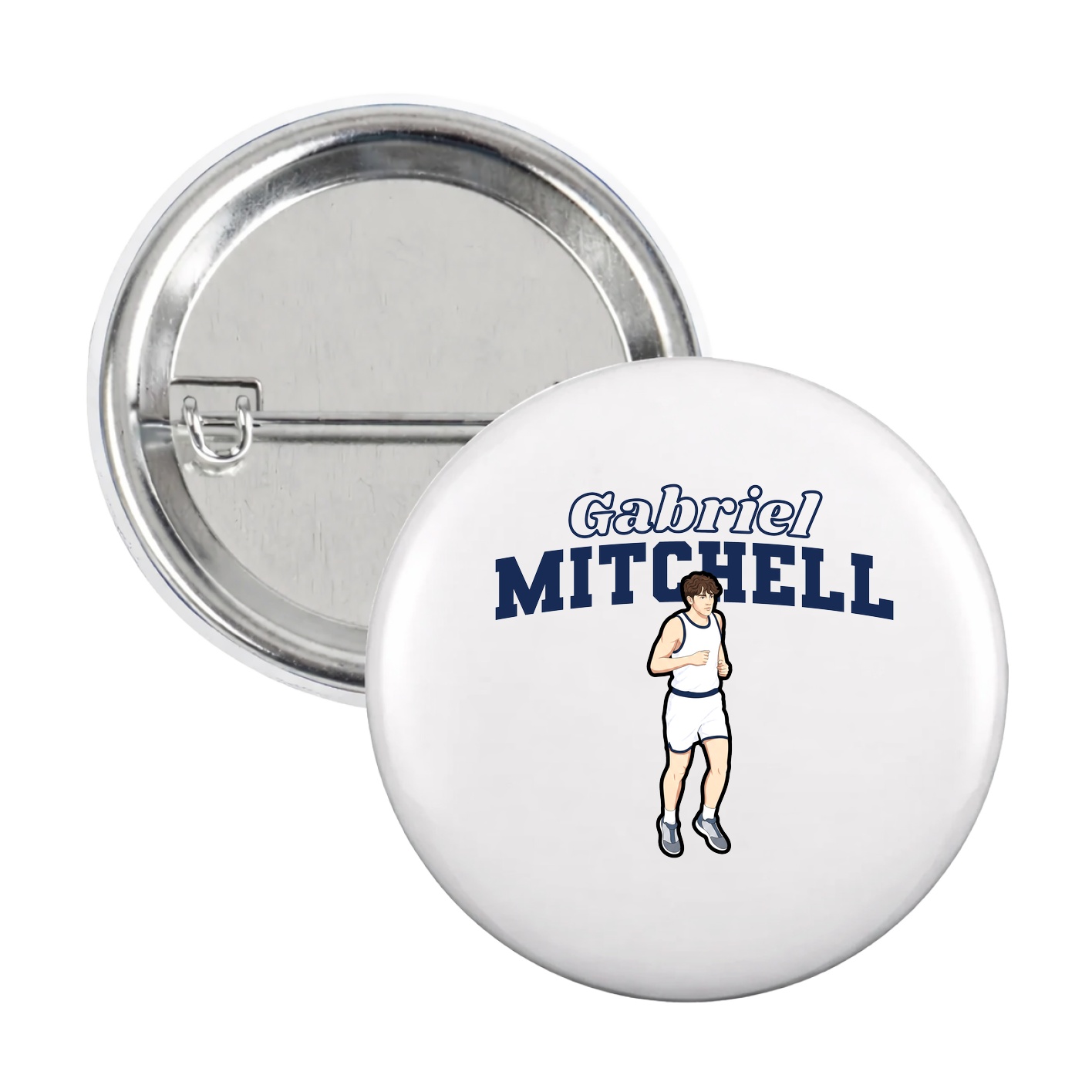 Game Day Button — Name Arch in White