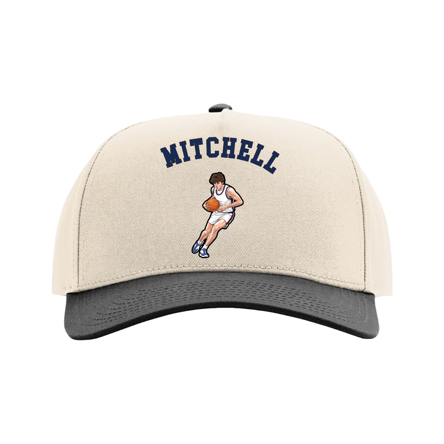 Full Fabric Five-Panel Champ Cap — Shirsey Arch in Cream/Black