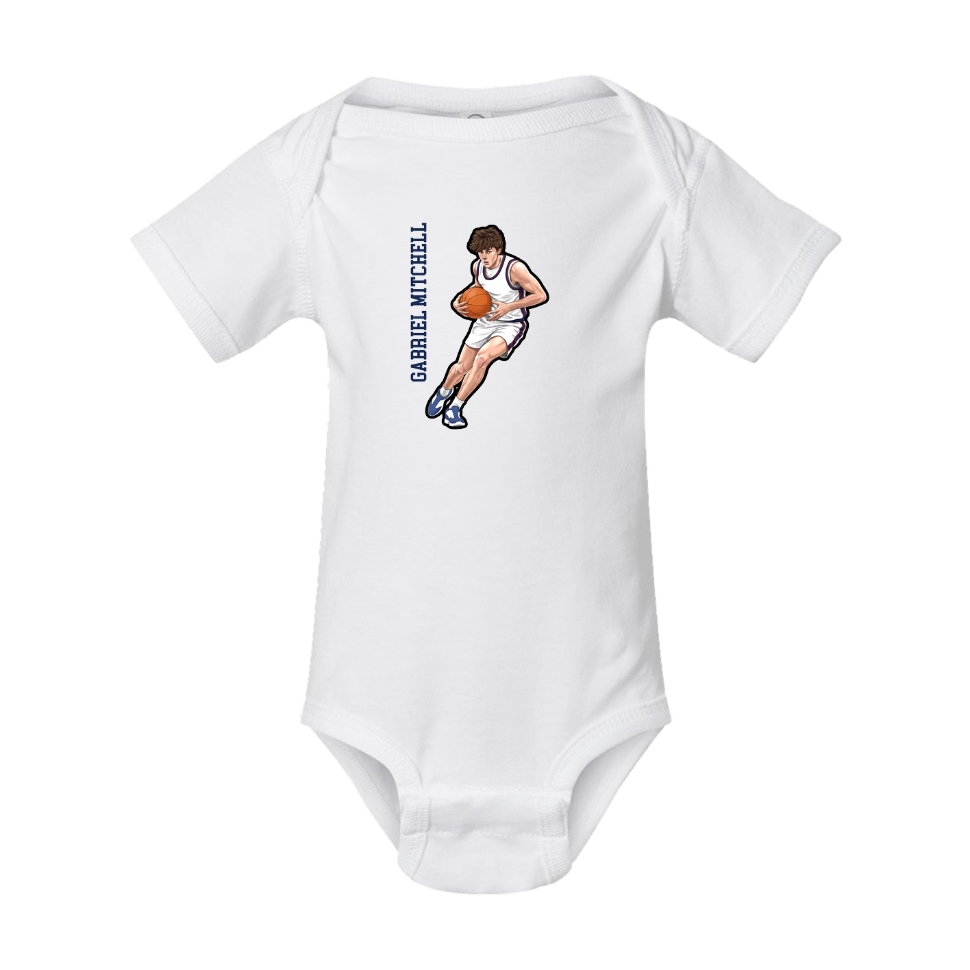 Baby Onesie — Name Vertical in White