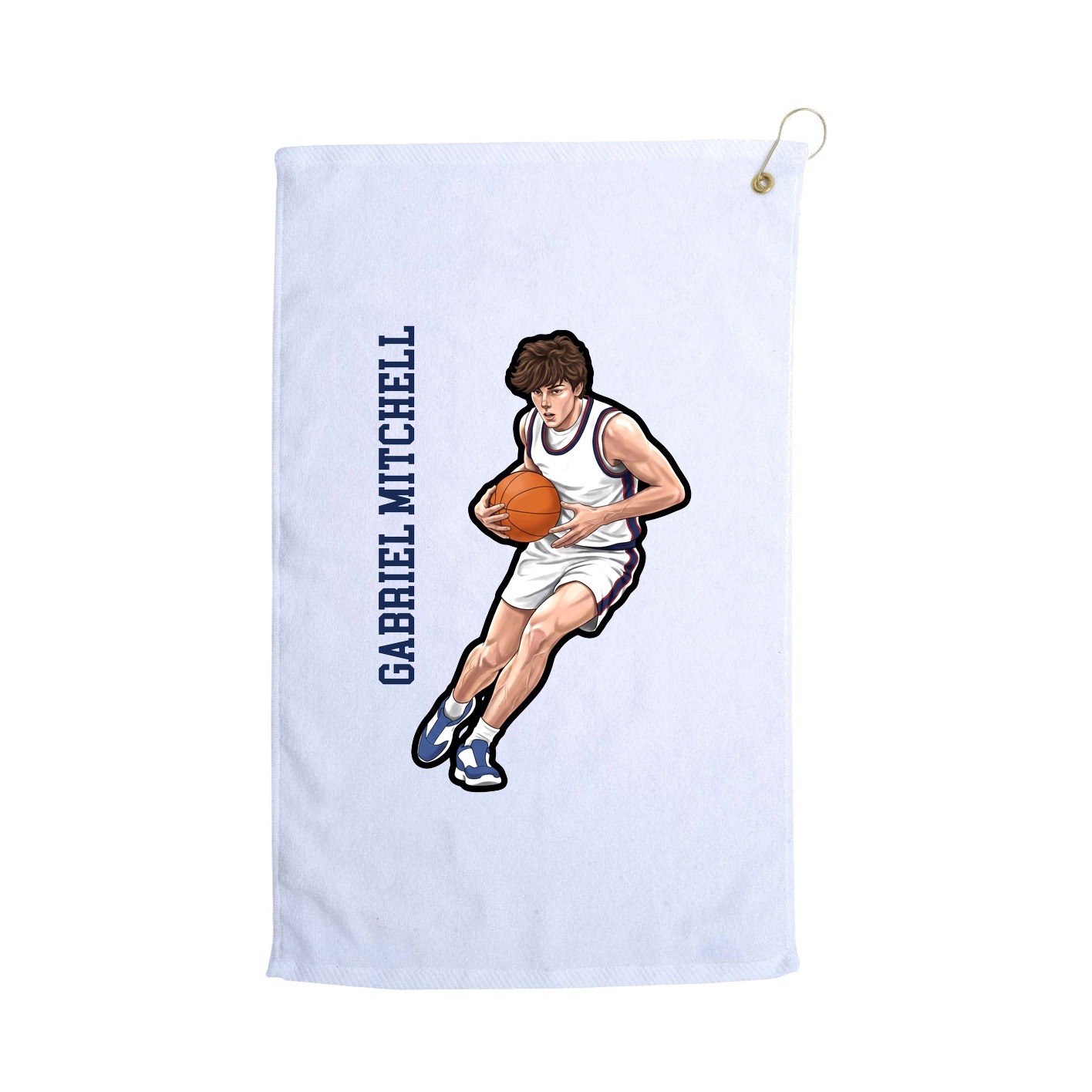 Golf Towel — Name Vertical in White