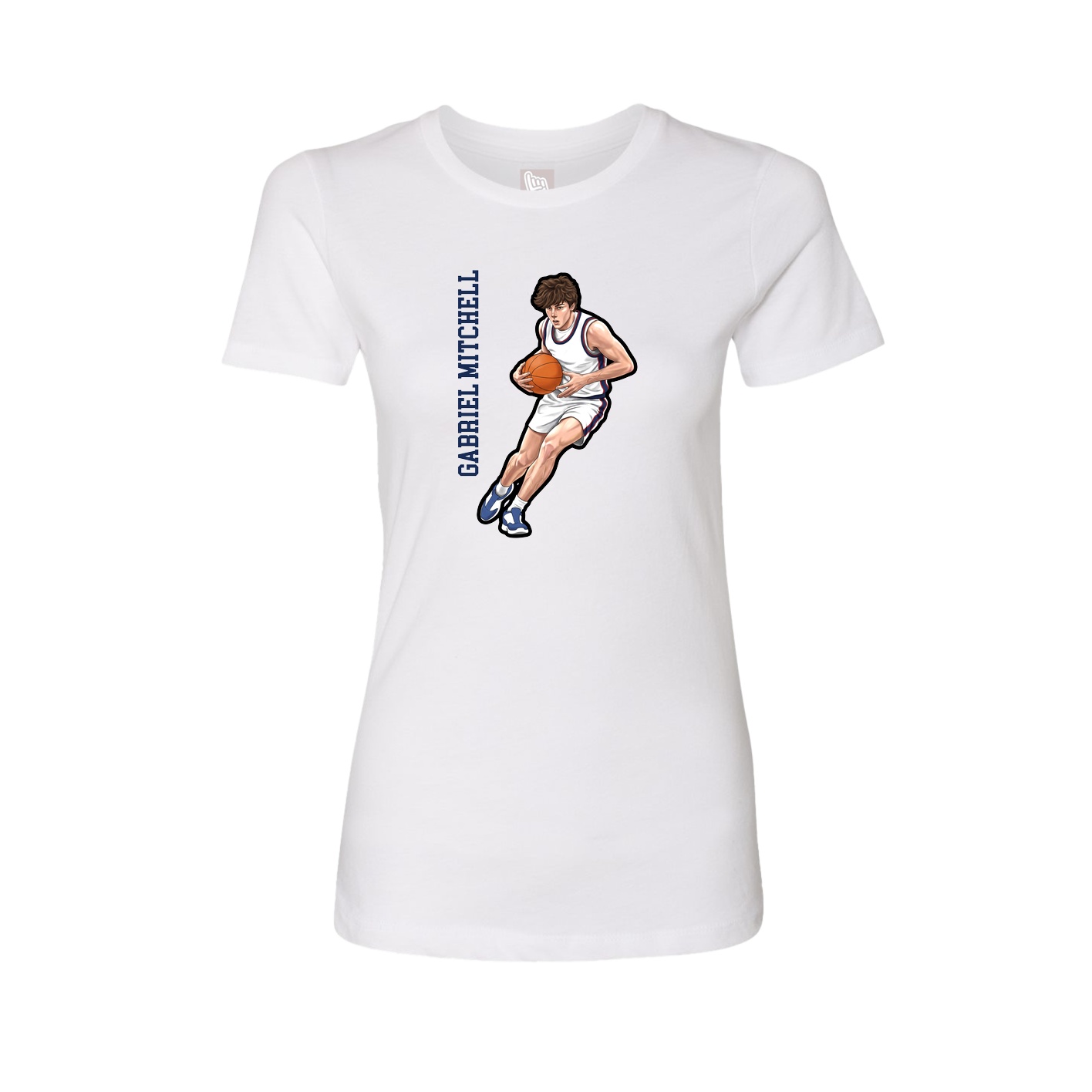 Womens Tee — Name Vertical in White