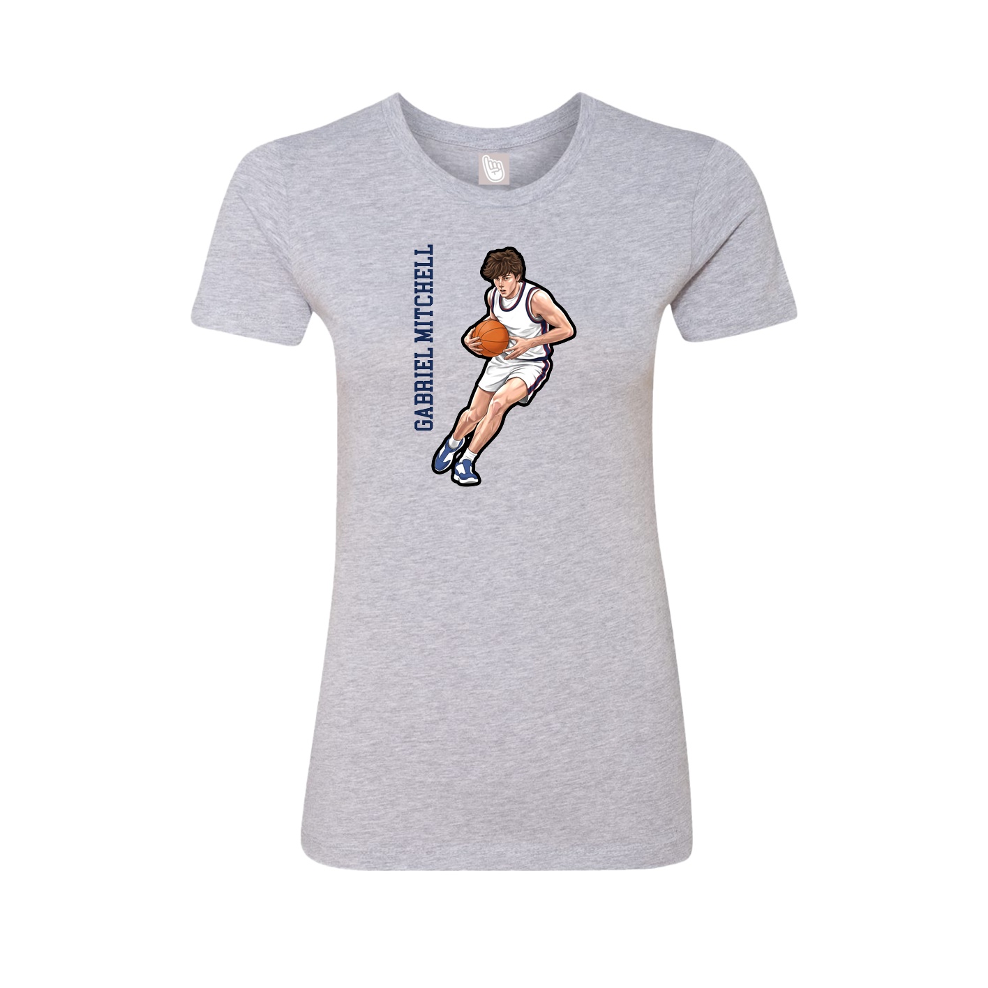 Womens Tee — Name Vertical in Grey