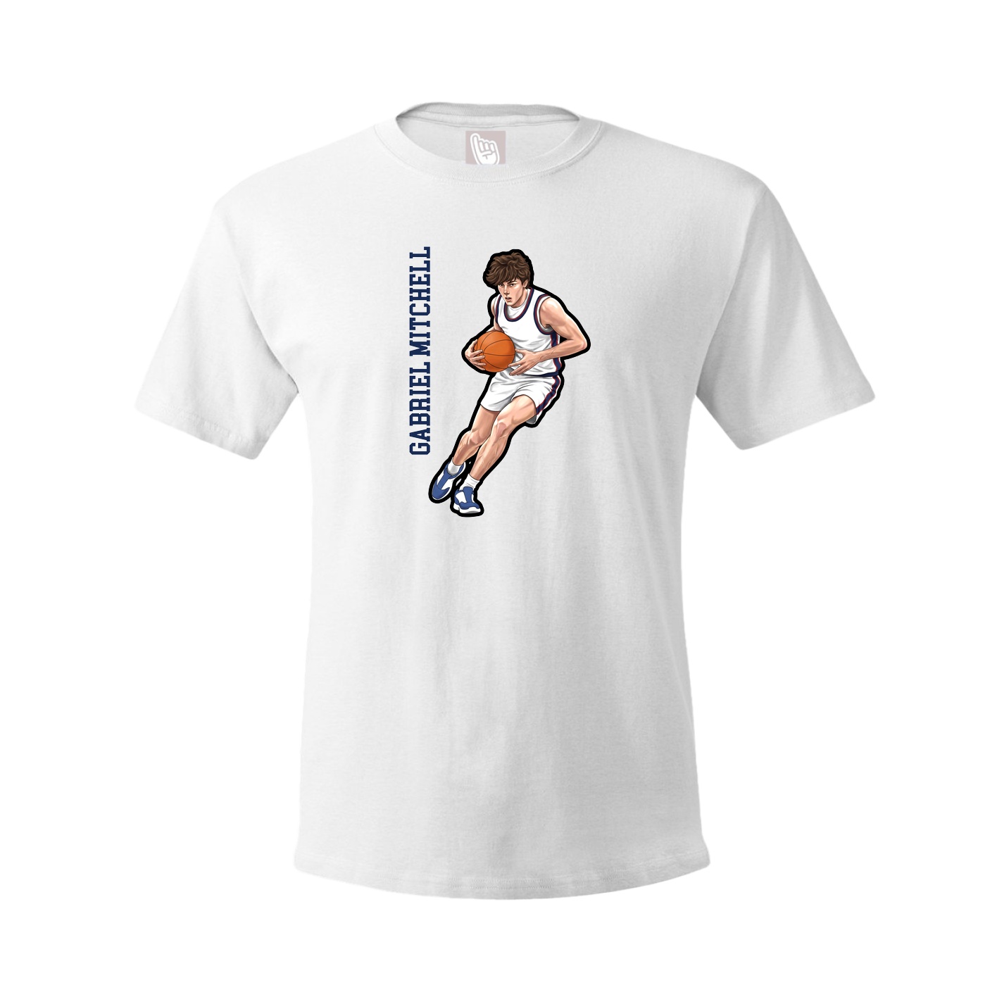 Youth Tee — Name Vertical in White