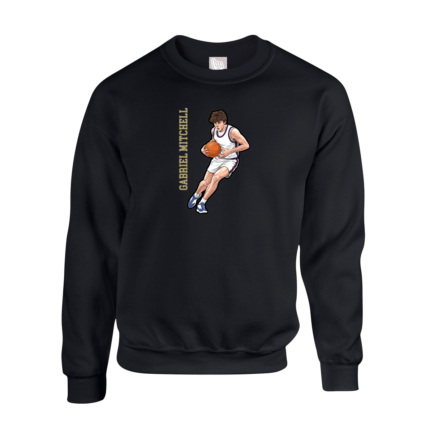 Fleece Crew — Name Vertical in Black