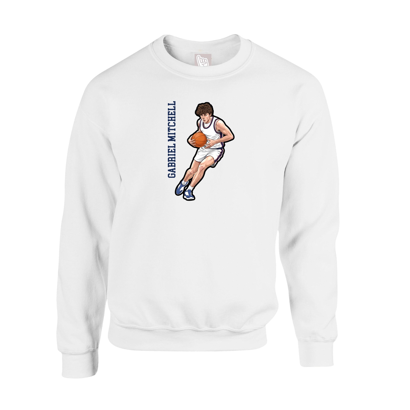 Fleece Crew — Name Vertical in White