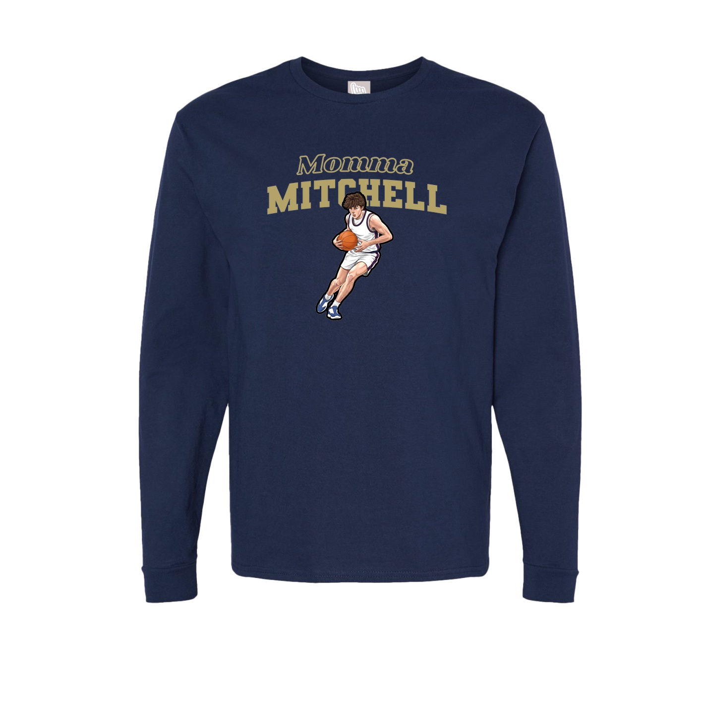 Long Sleeve Tee — Mothers Day Block in Navy