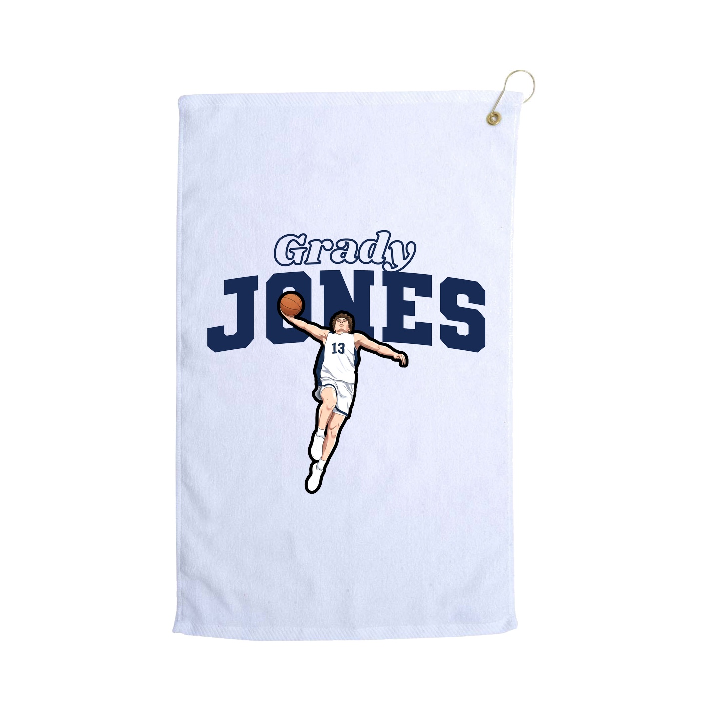 Golf Towel — Name Arch in White