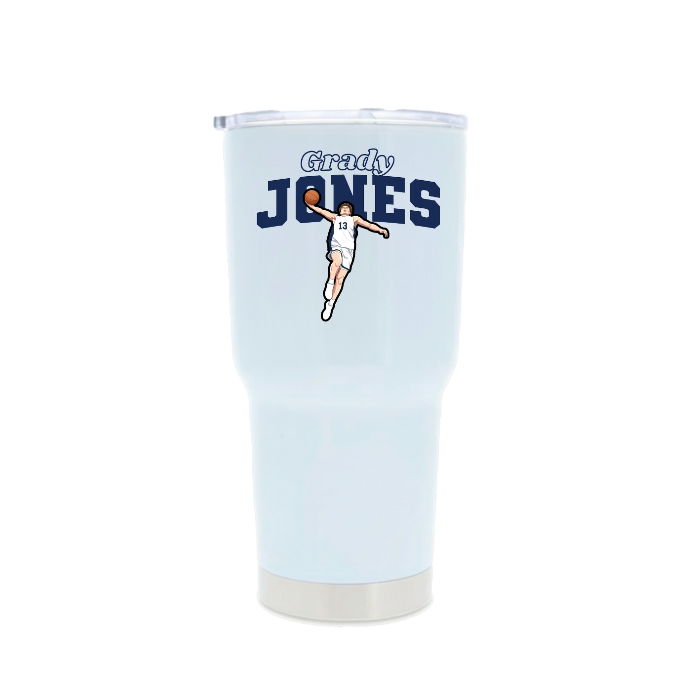 30oz Stainless Steel Tumbler — Name Arch in White