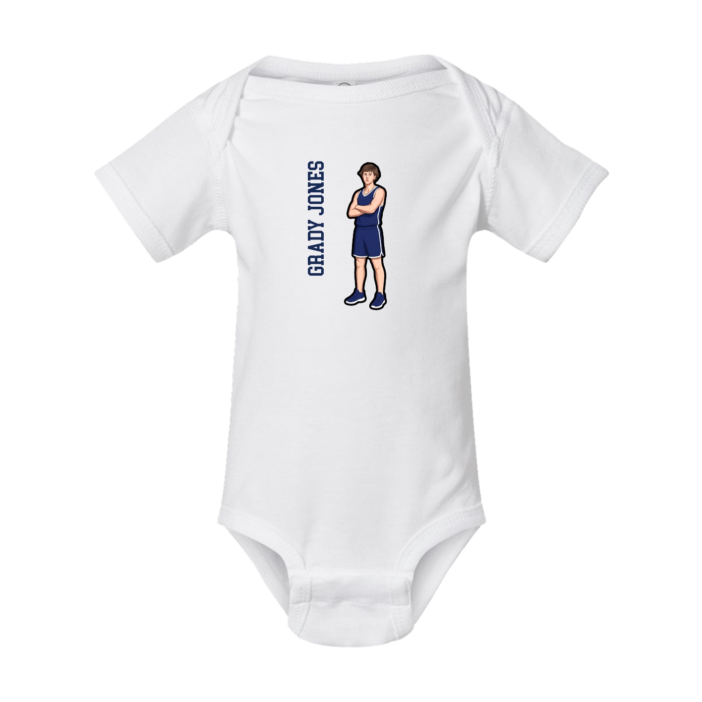Baby Onesie — Name Vertical in White