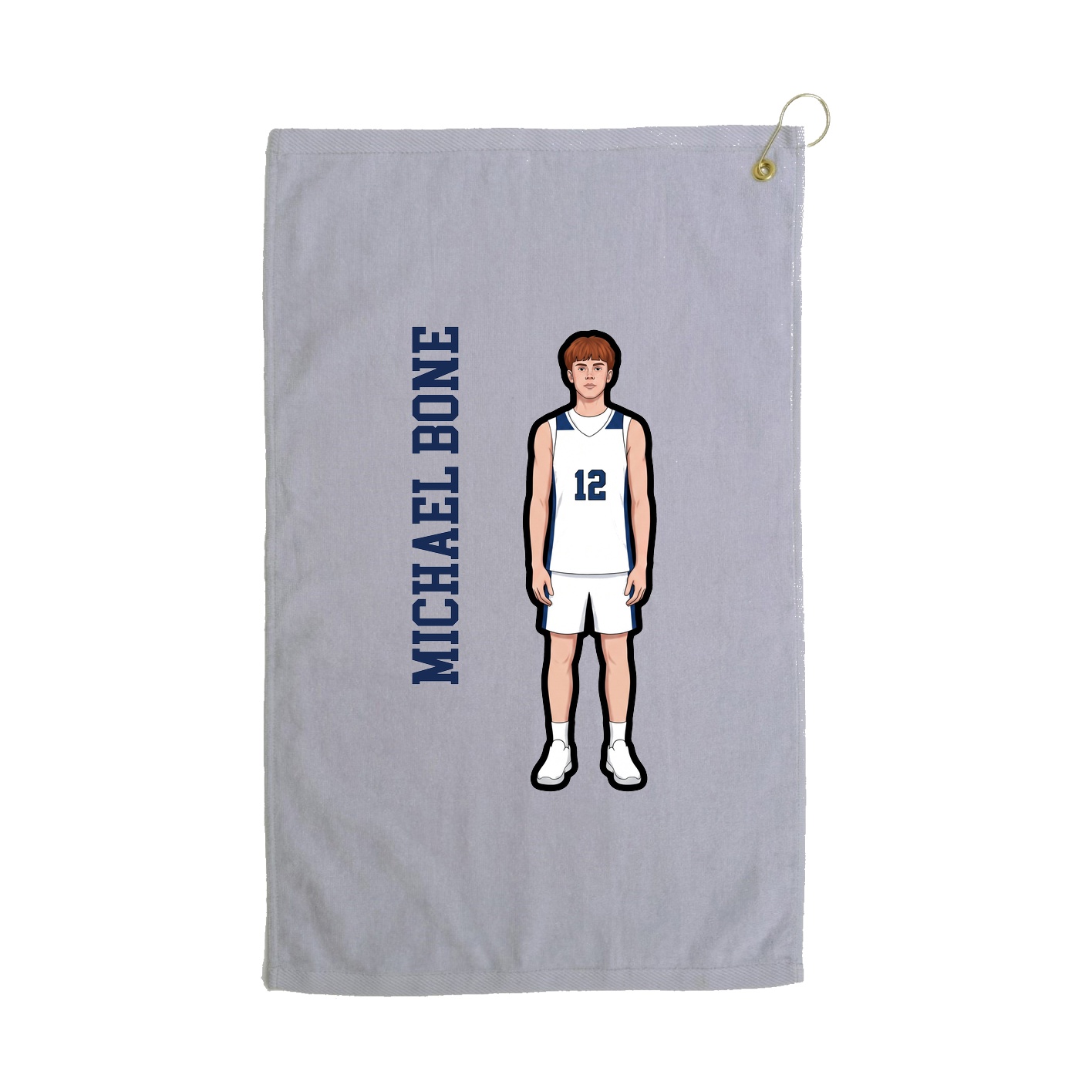 Golf Towel — Name Vertical in Grey