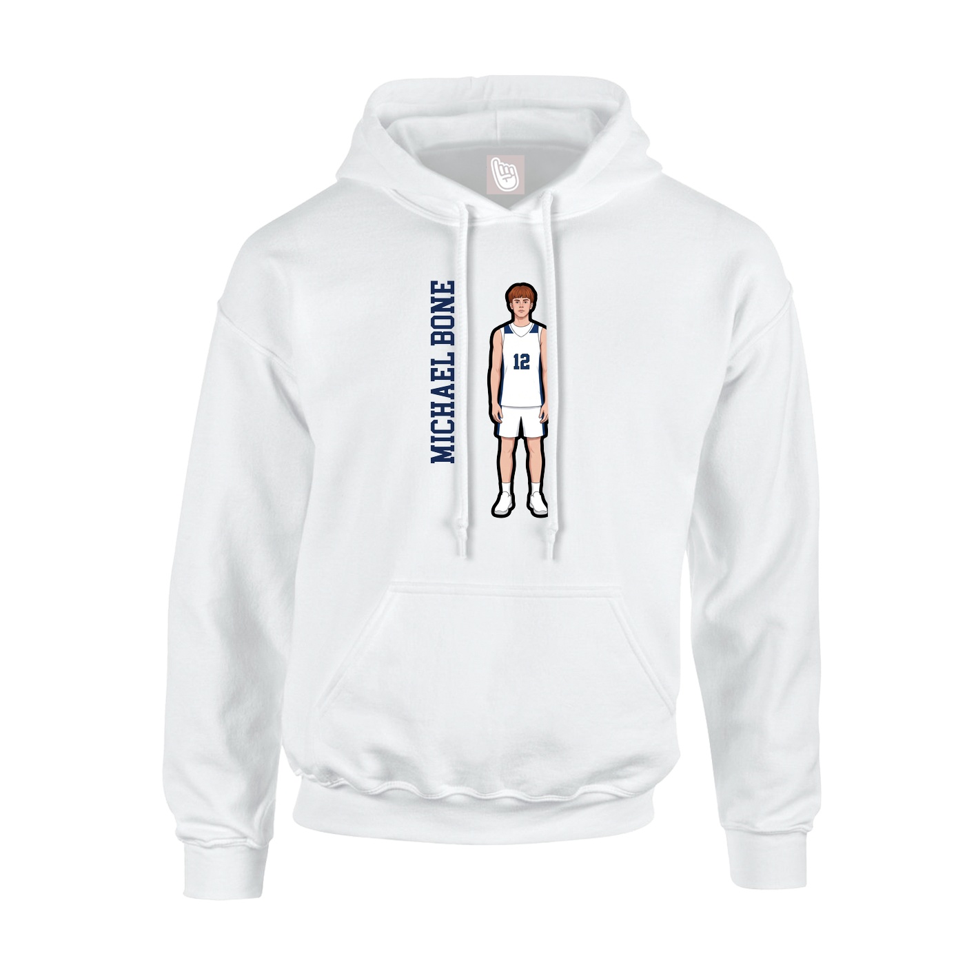 Youth Hoodie — Name Vertical in White