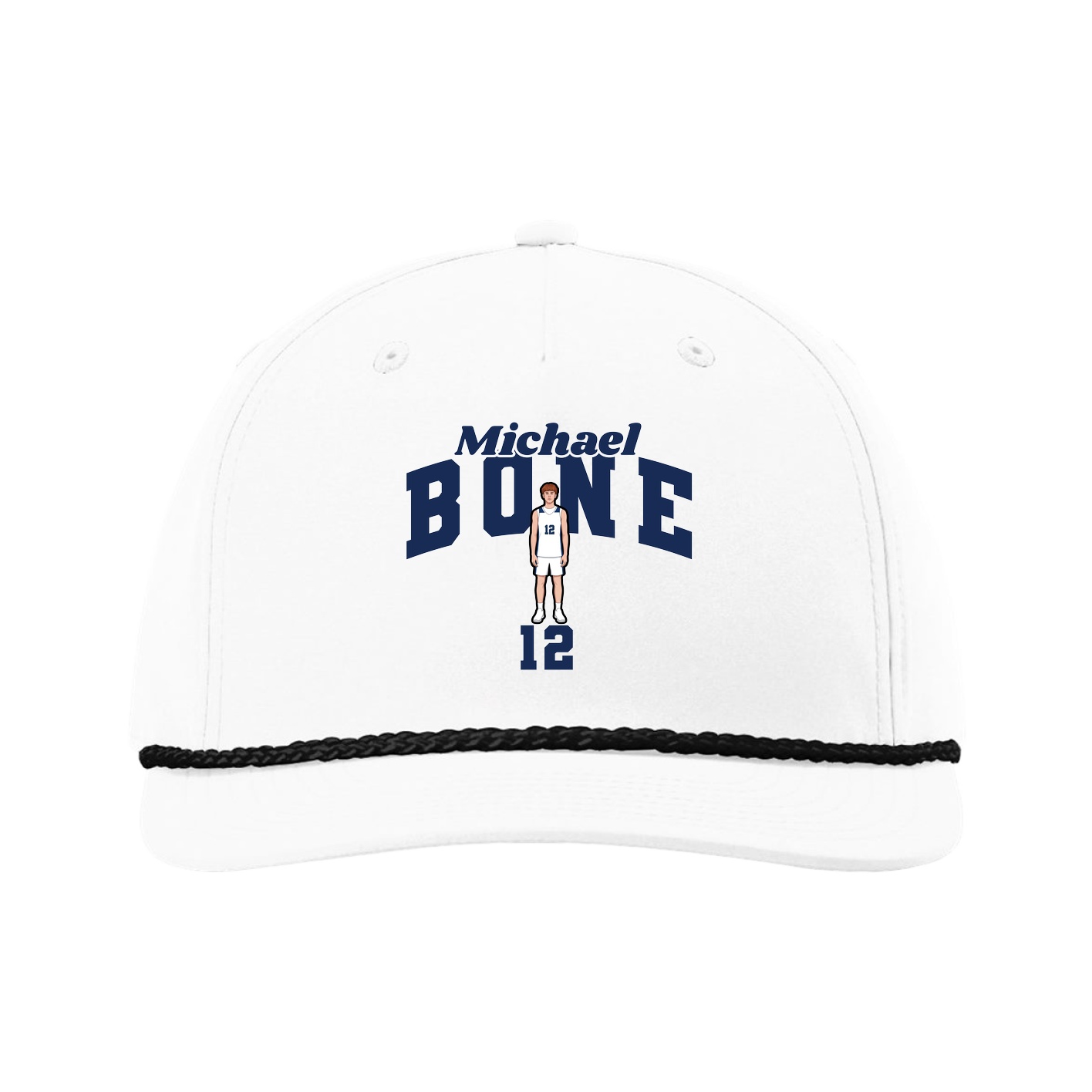 Five-Panel Classic Rope Cap — Signature Arch in White