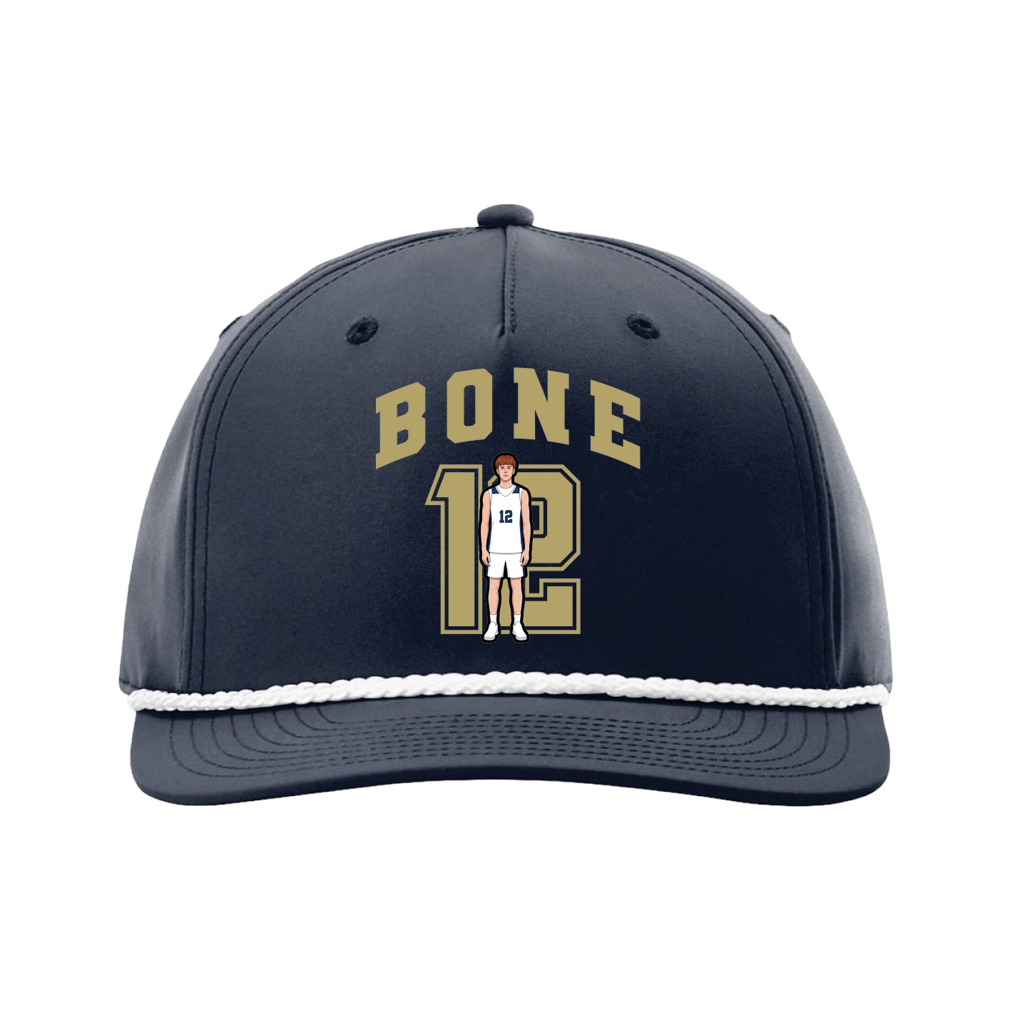 Five-Panel Classic Rope Cap — Number in Navy