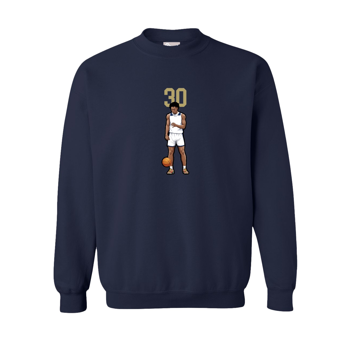 Fleece Crew — Number Top in Navy