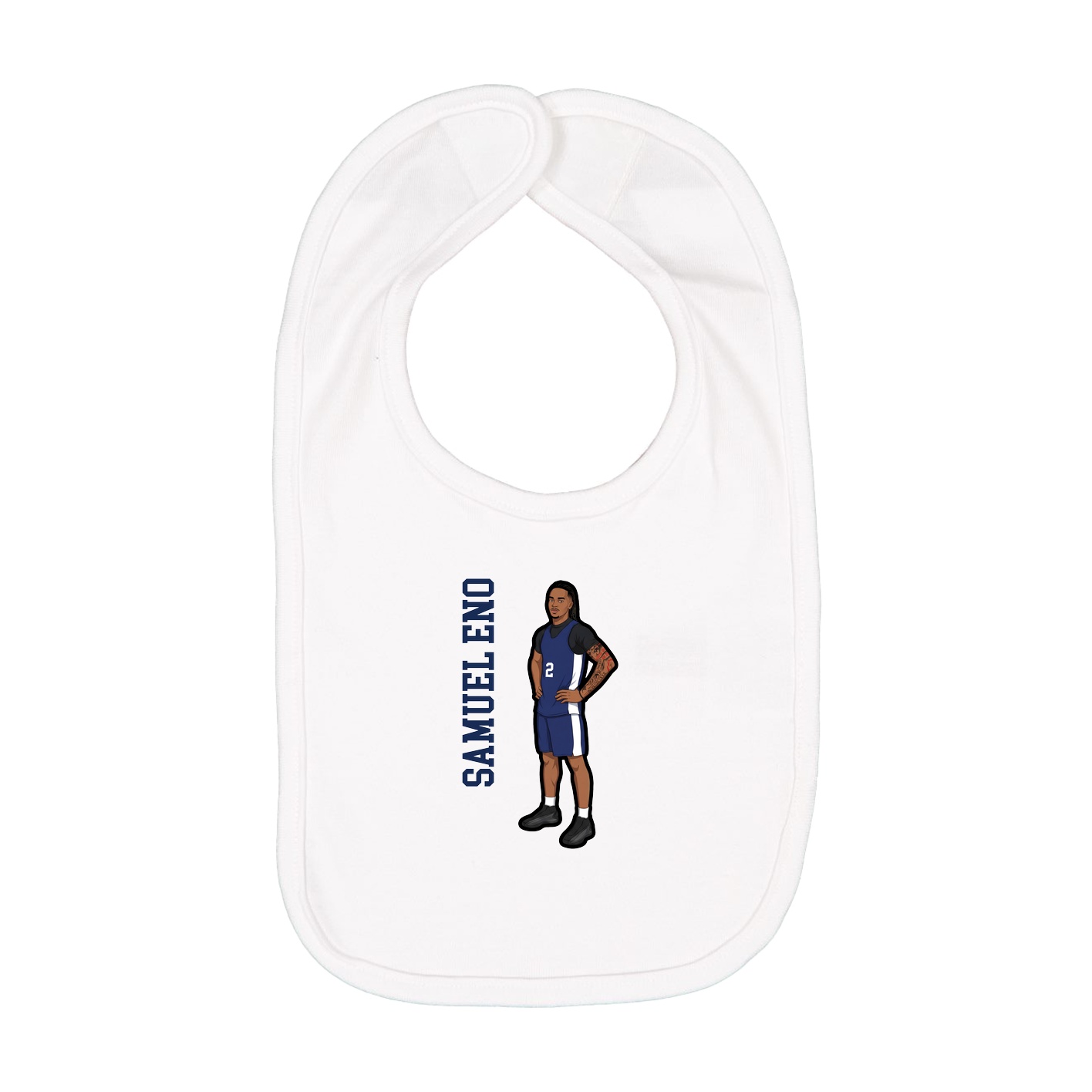 Infant Bib — Name Vertical in White