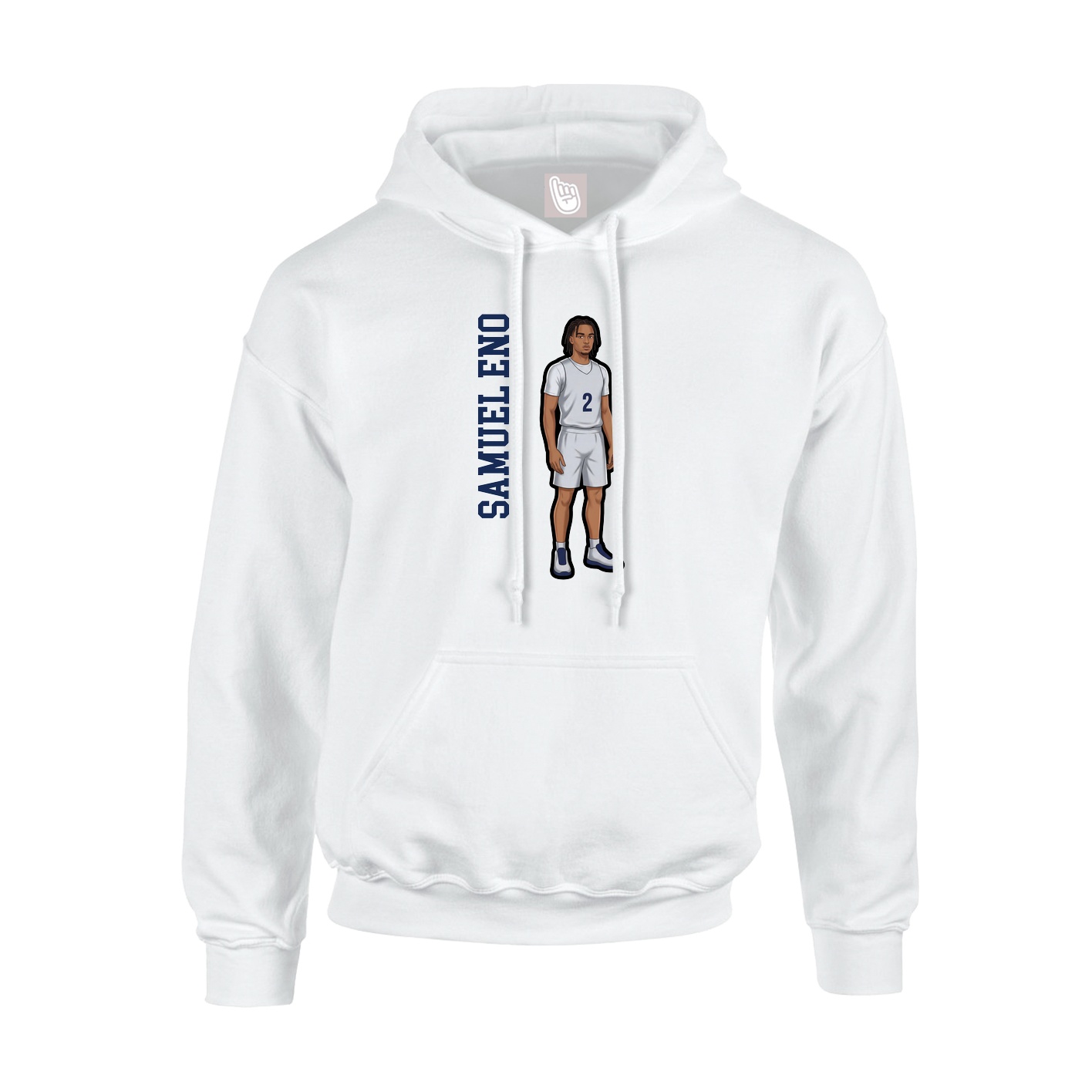 Youth Hoodie — Name Vertical in White