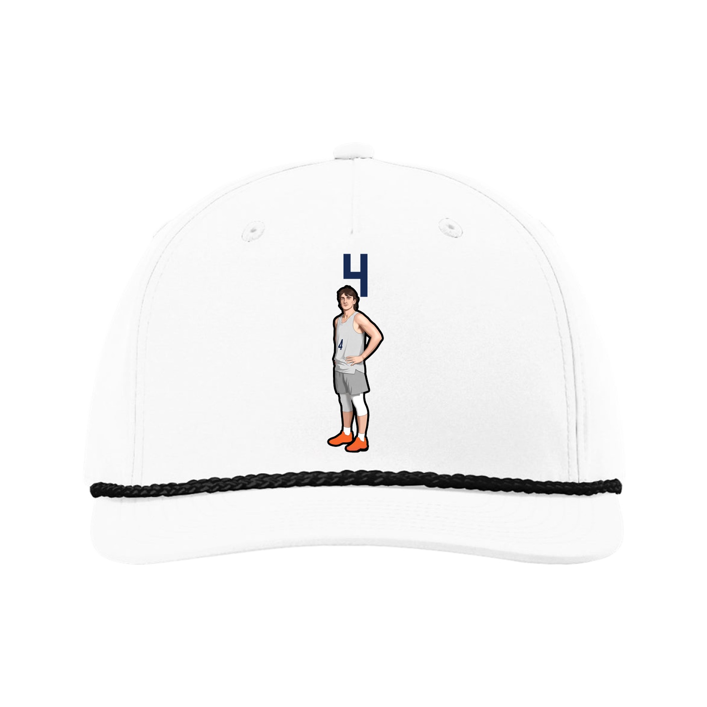 Five-Panel Classic Rope Cap — Number Top in White