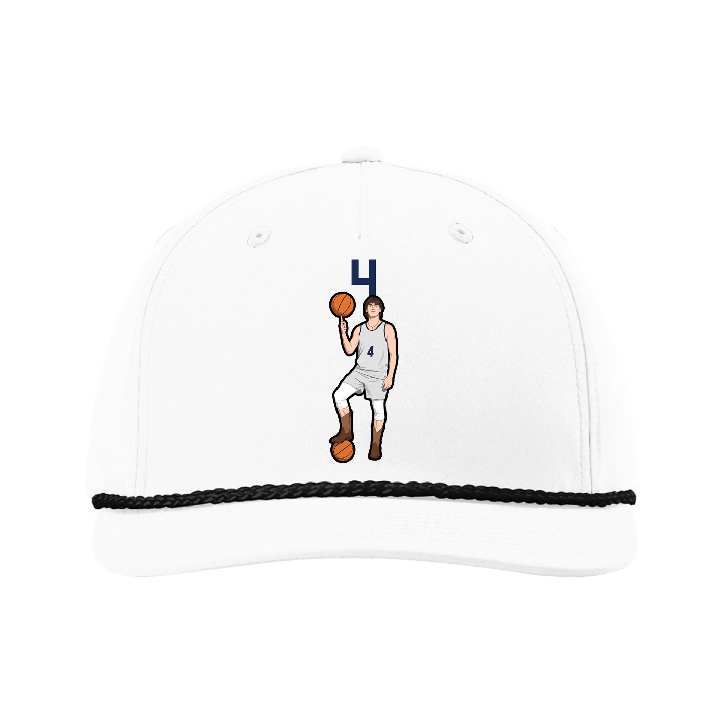 Five-Panel Classic Rope Cap — Number Top in White