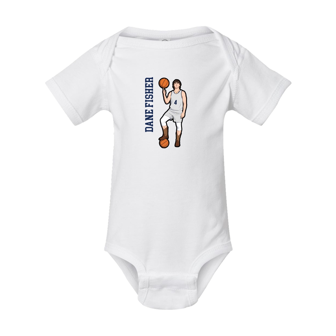 Baby Onesie — Name Vertical in White