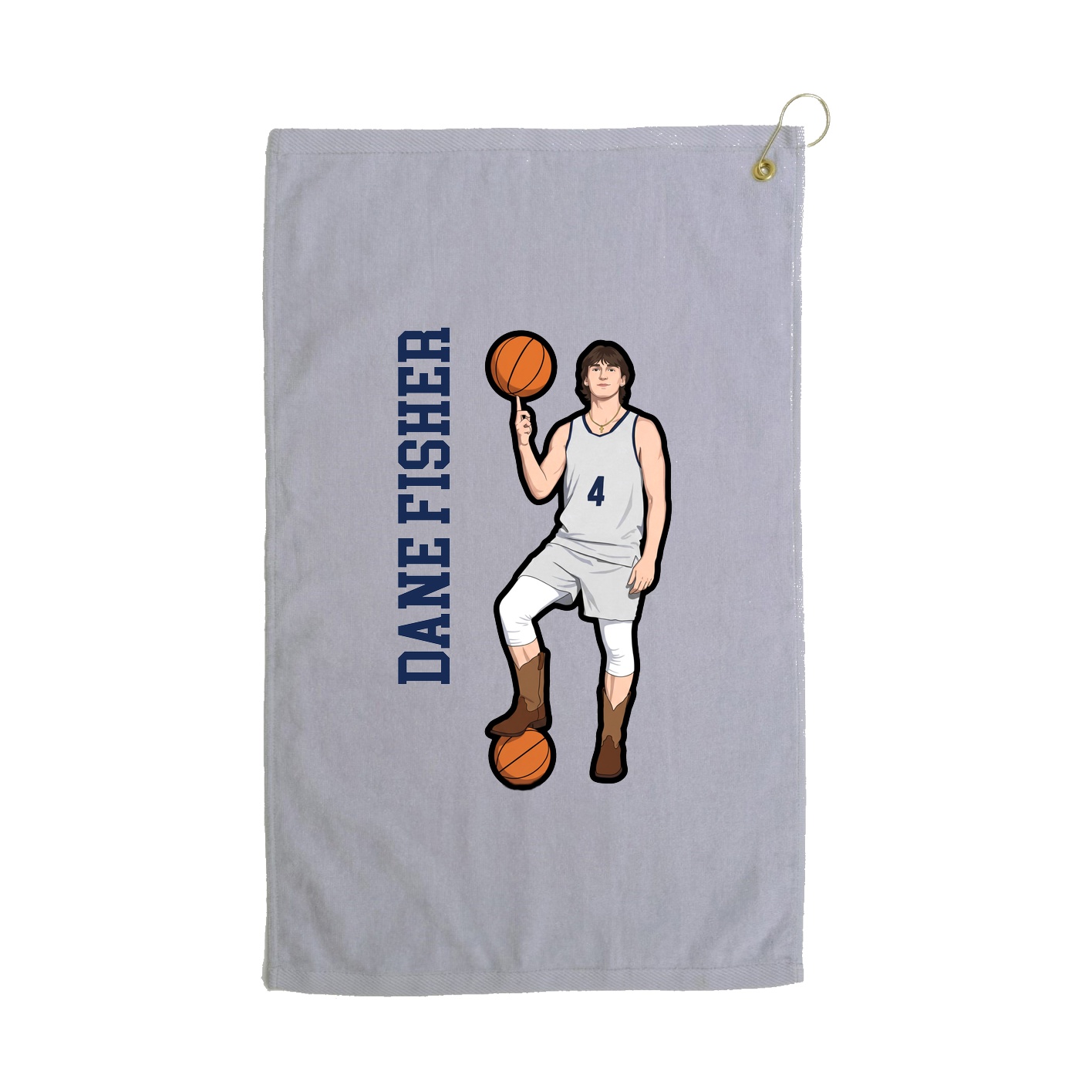 Golf Towel — Name Vertical in Grey