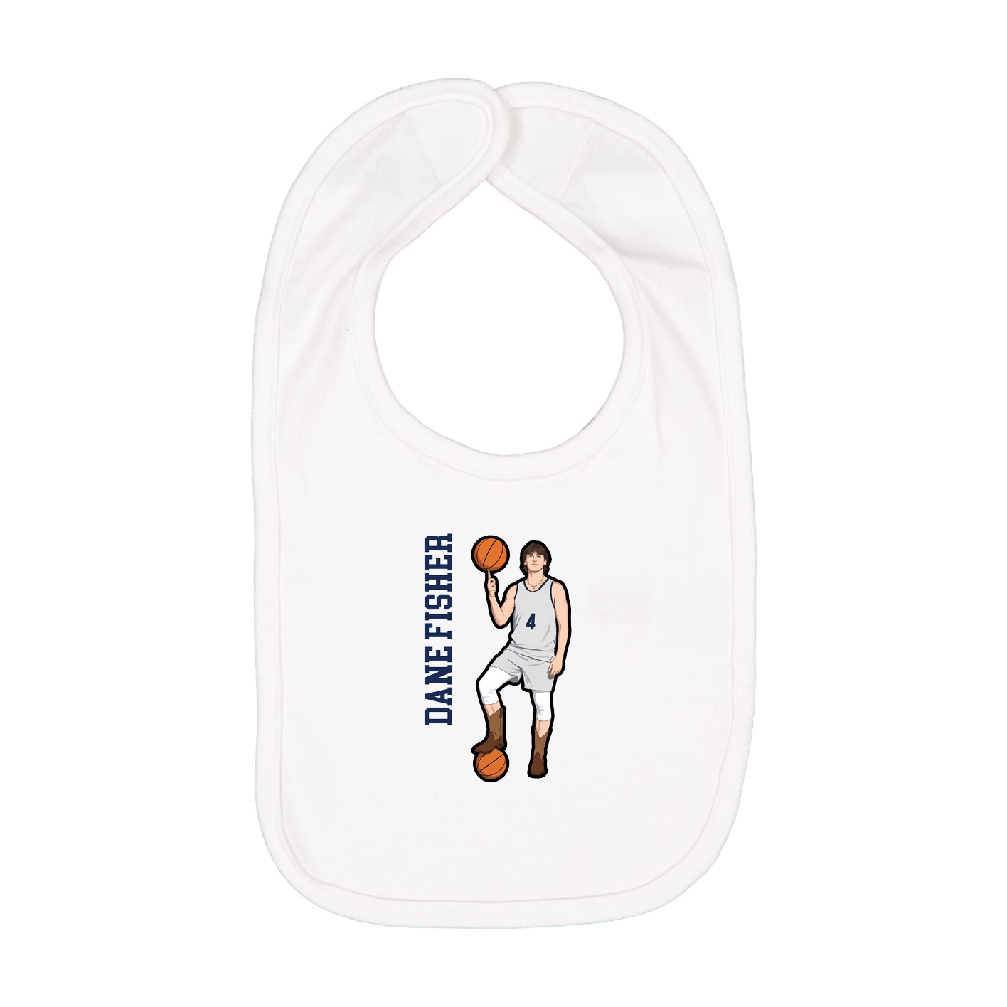 Infant Bib — Name Vertical in White