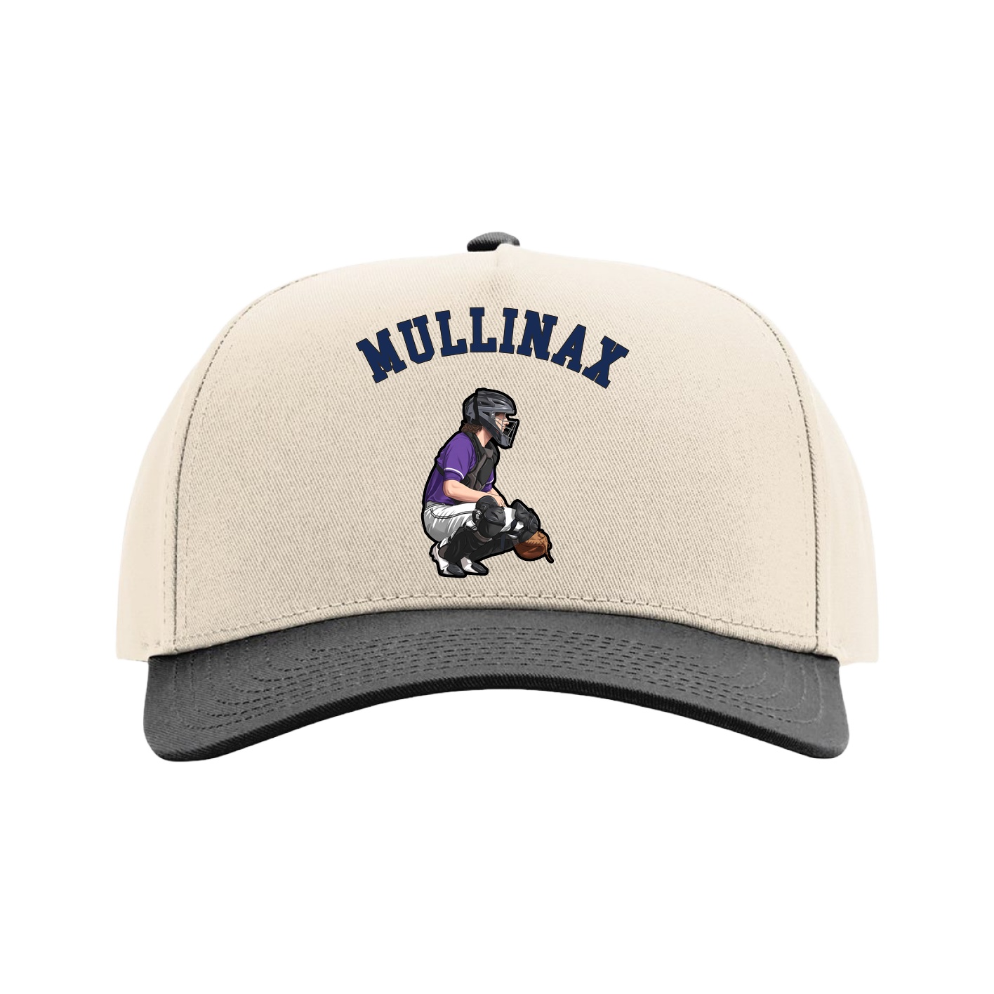Full Fabric Five-Panel Champ Cap — Shirsey Arch in Cream/Black