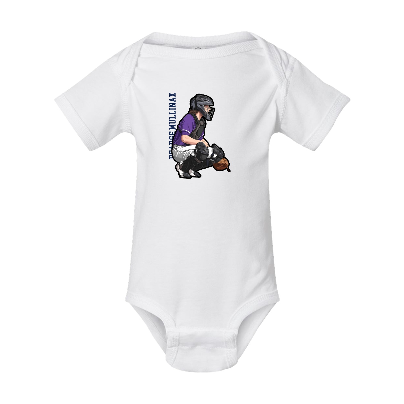 Baby Onesie — Name Vertical in White