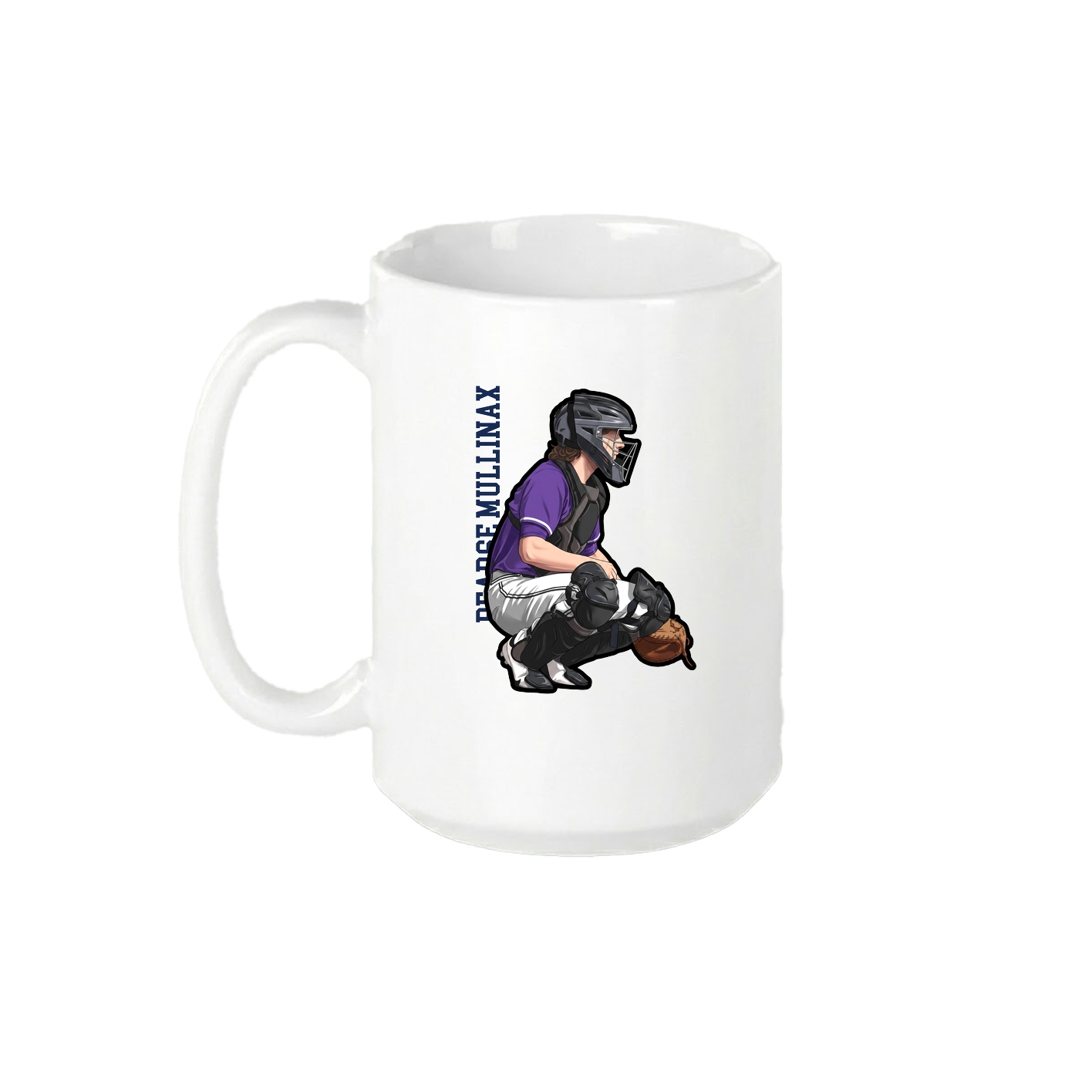15oz Coffee Mug — Name Vertical in White