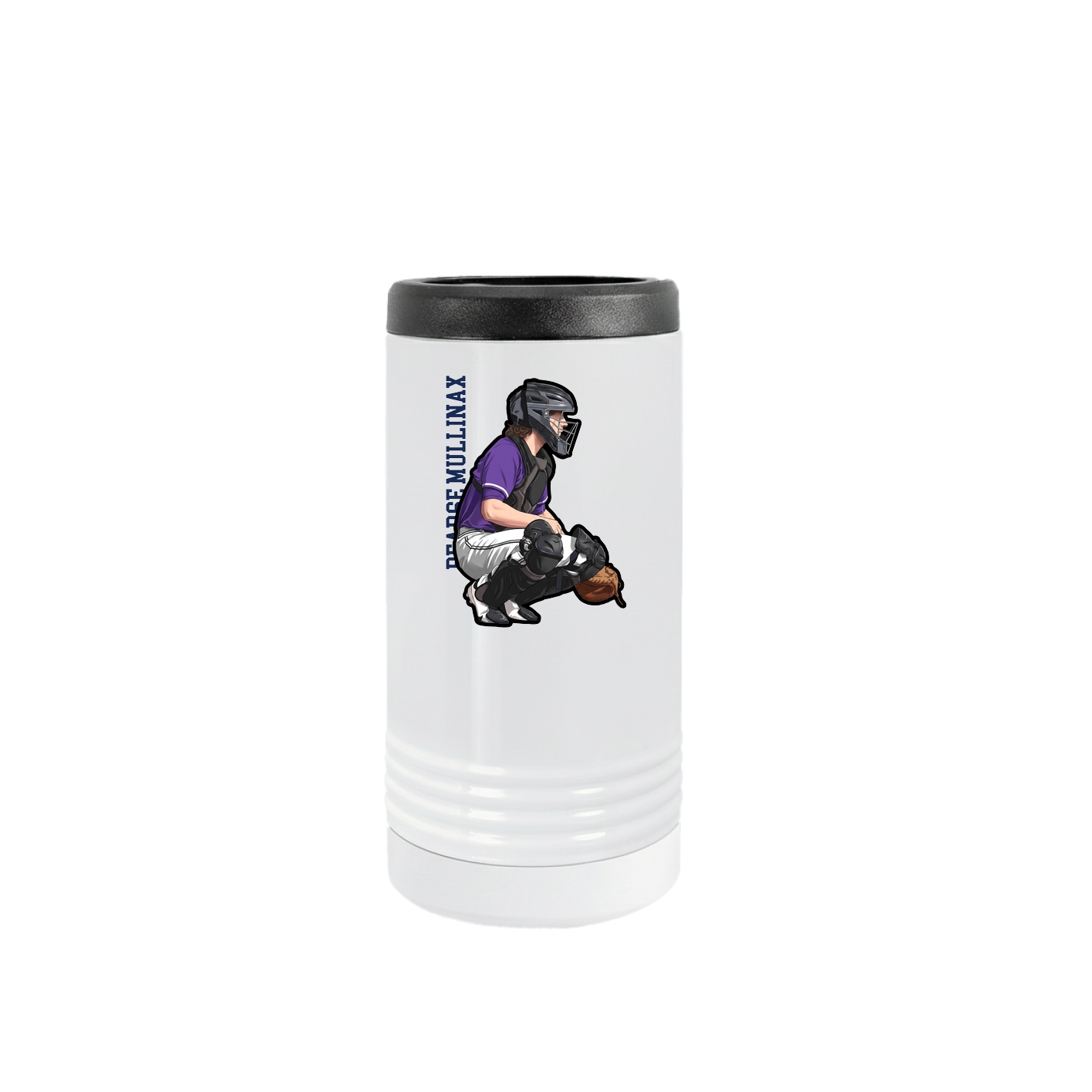 Slim Beverage Holder — Name Vertical in White