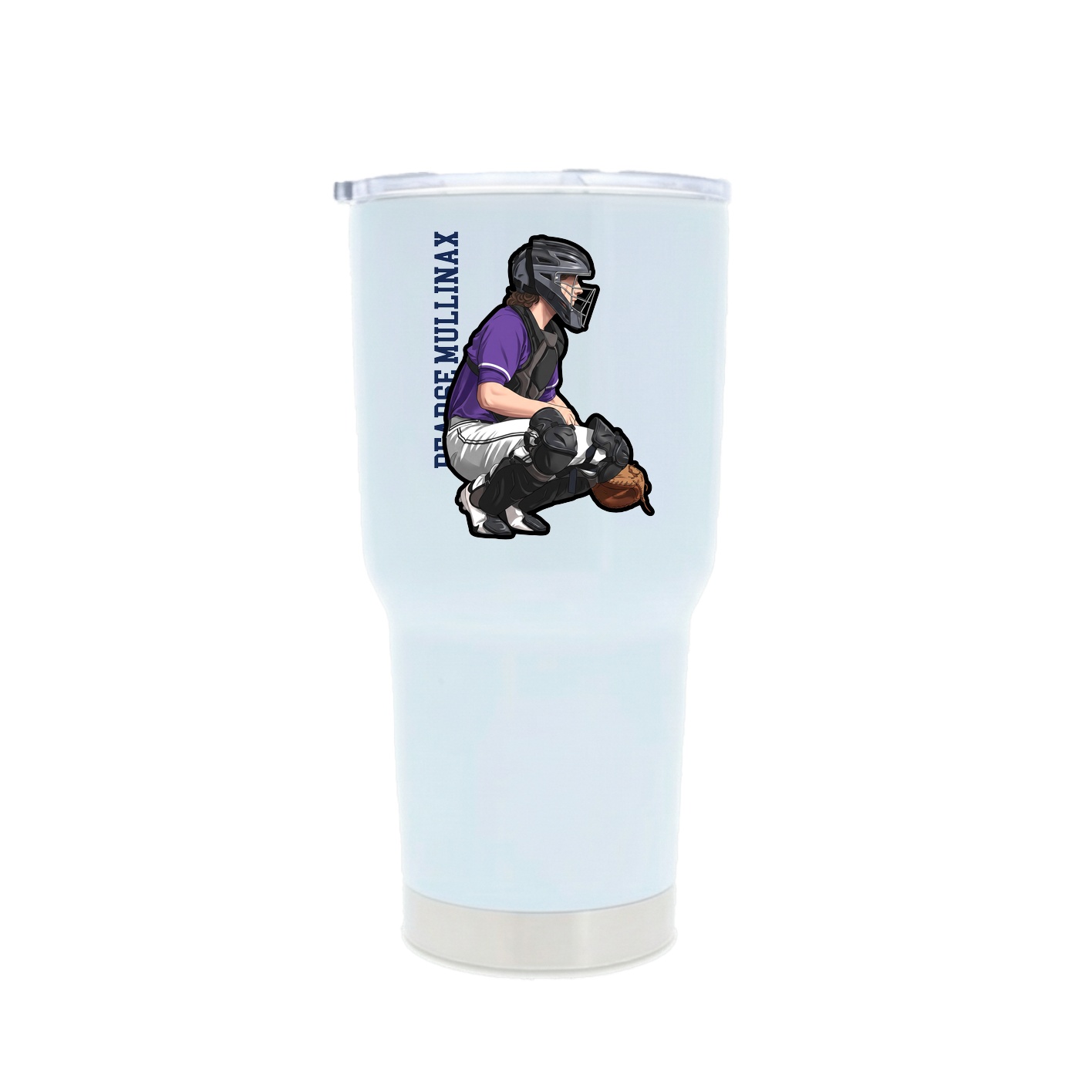30oz Stainless Steel Tumbler — Name Vertical in White