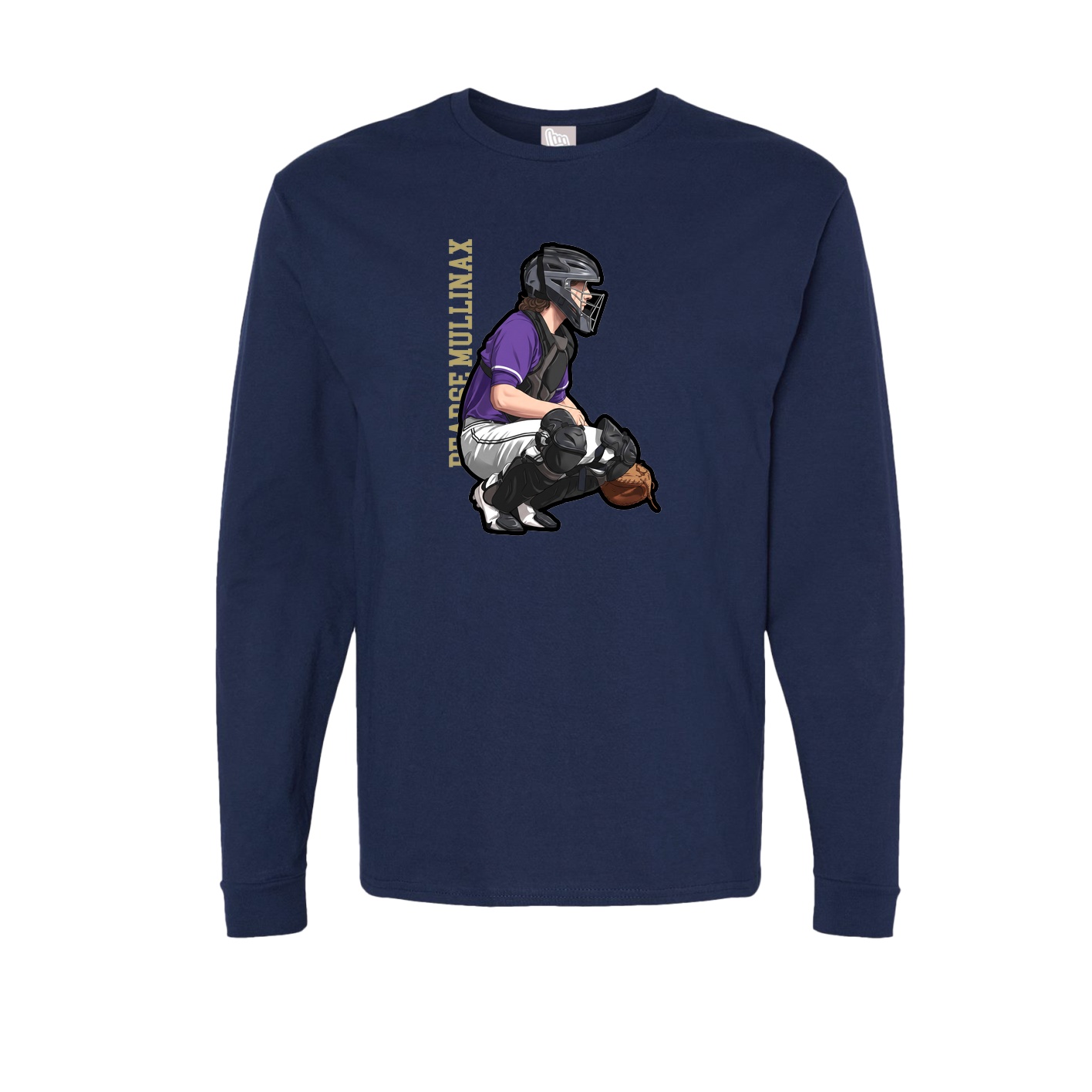 Long Sleeve Tee — Name Vertical in Navy