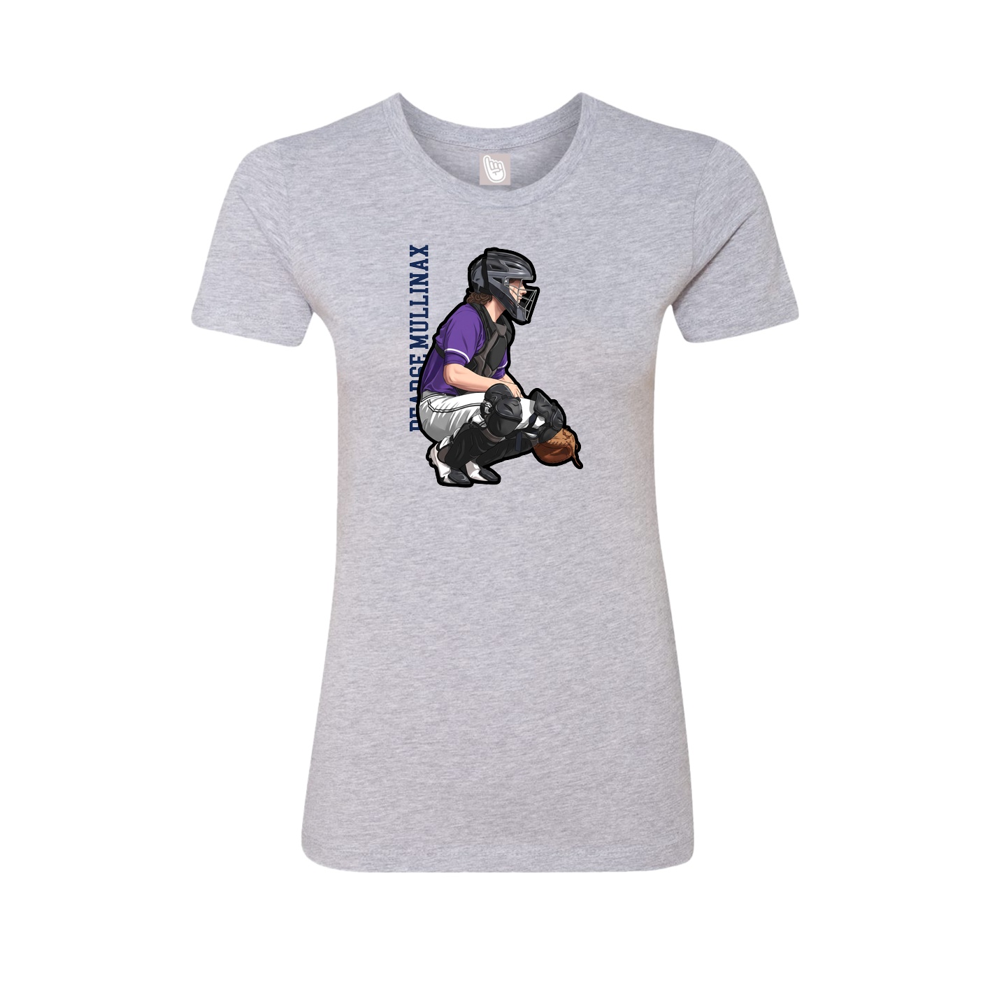 Womens Tee — Name Vertical in Grey