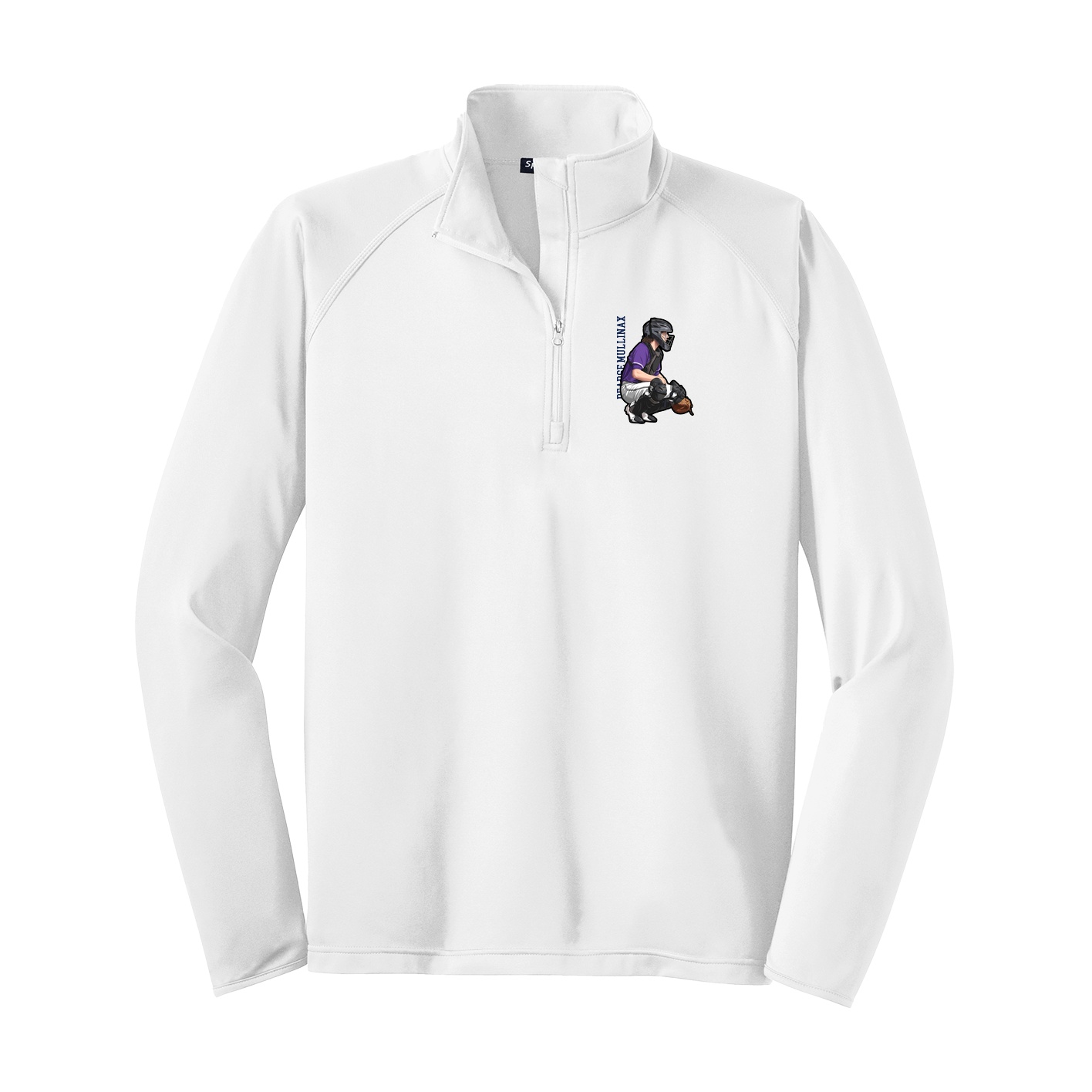 Q-Zip Pullover — Name Vertical in White