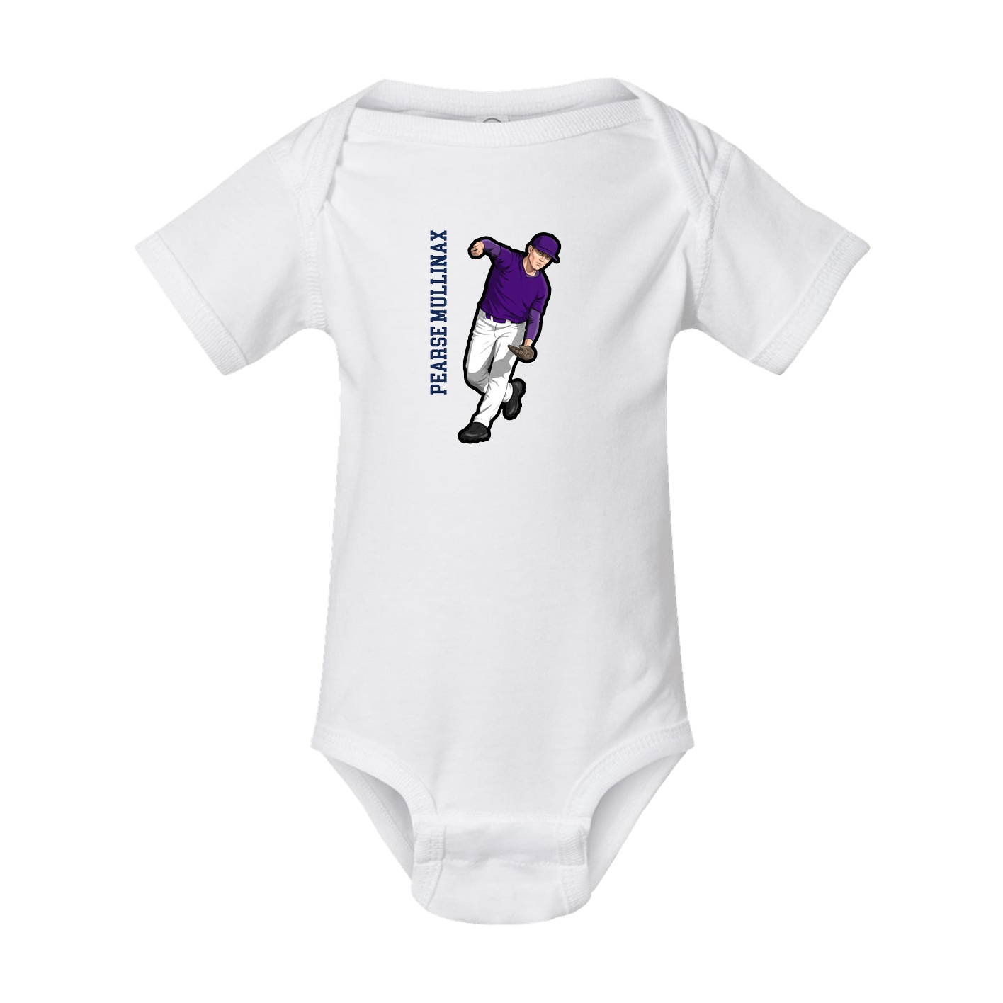 Baby Onesie — Name Vertical in White