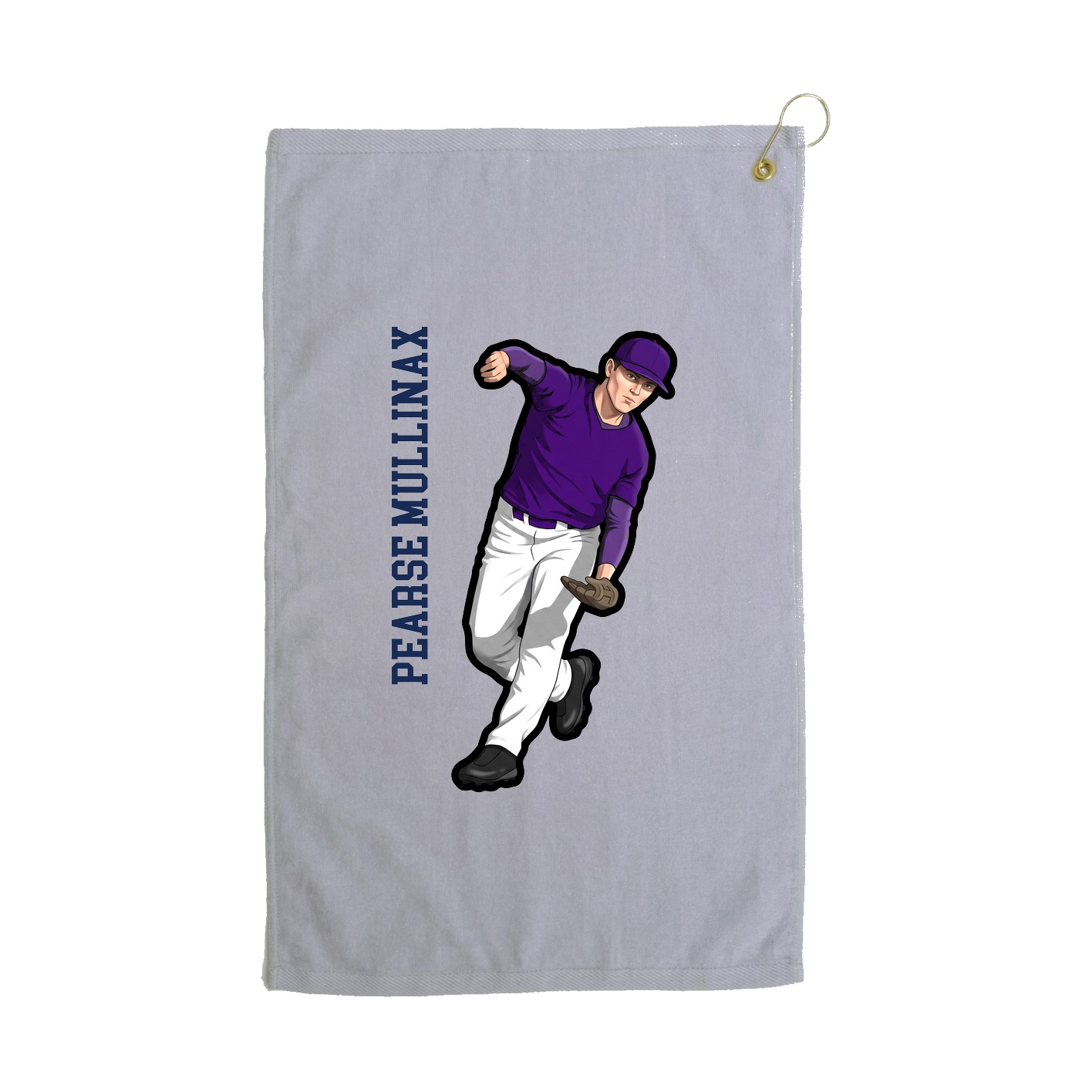 Golf Towel — Name Vertical in Grey