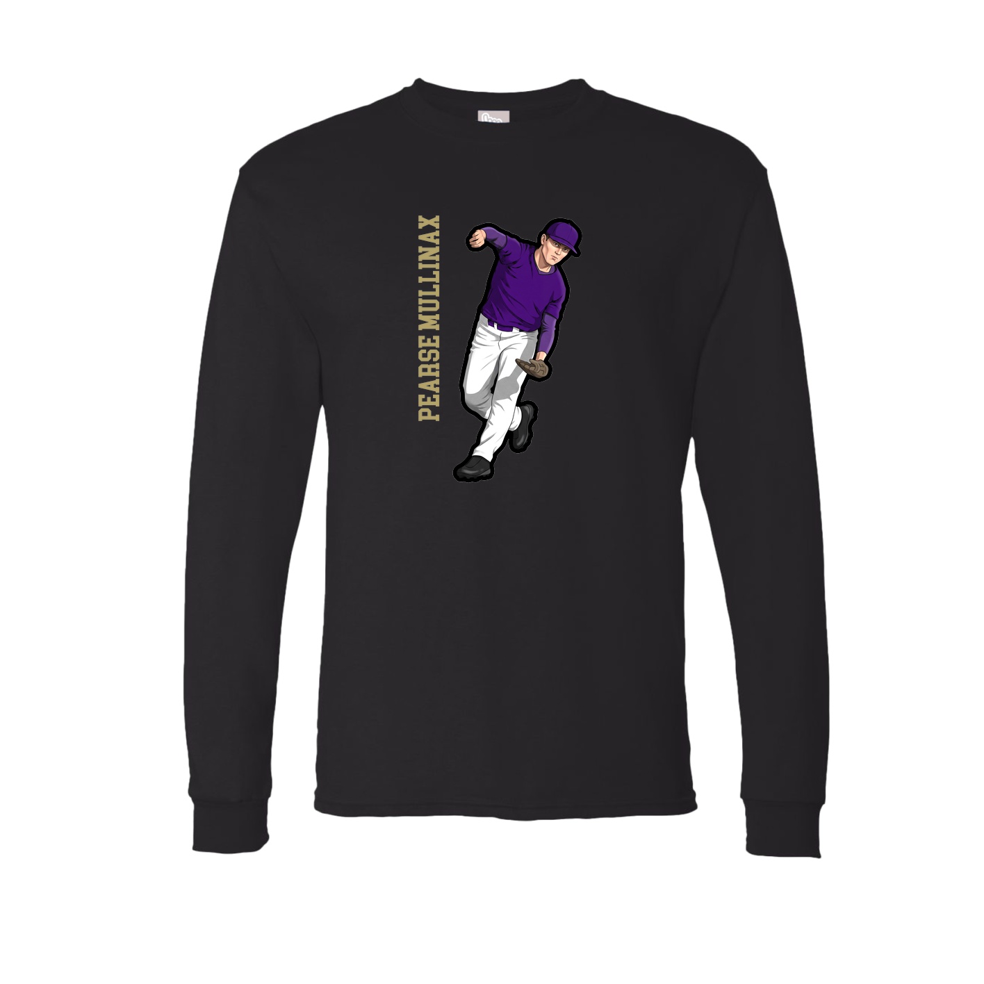 Long Sleeve Tee — Name Vertical in Black