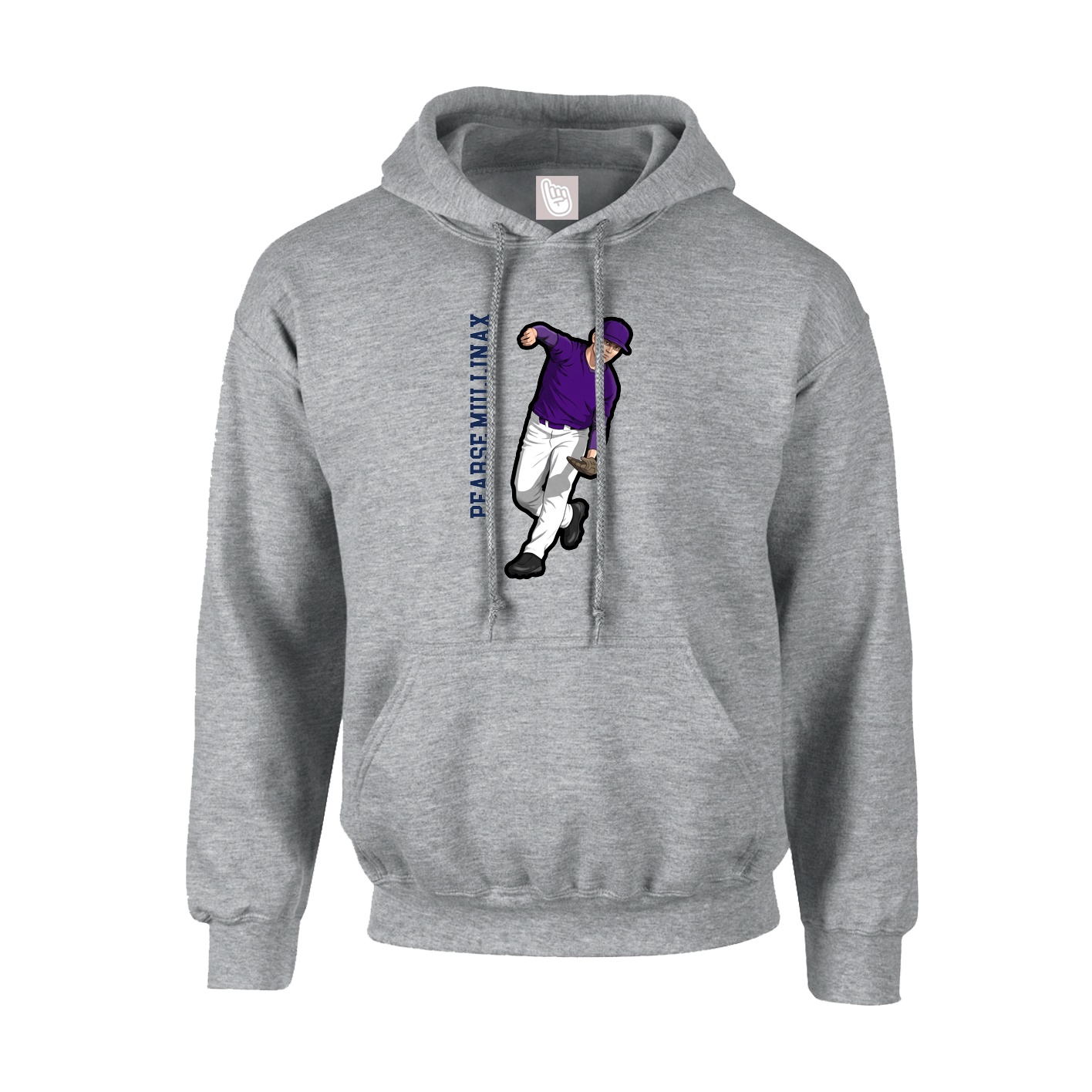Youth Hoodie — Name Vertical in Grey