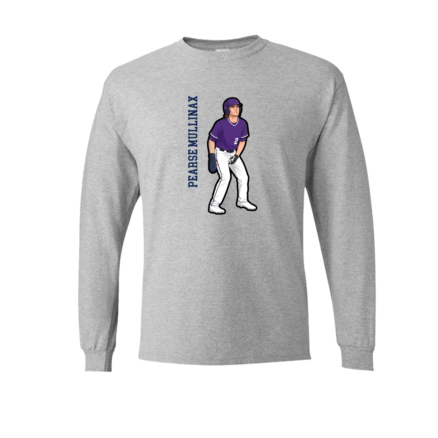 Long Sleeve Tee — Name Vertical in Grey