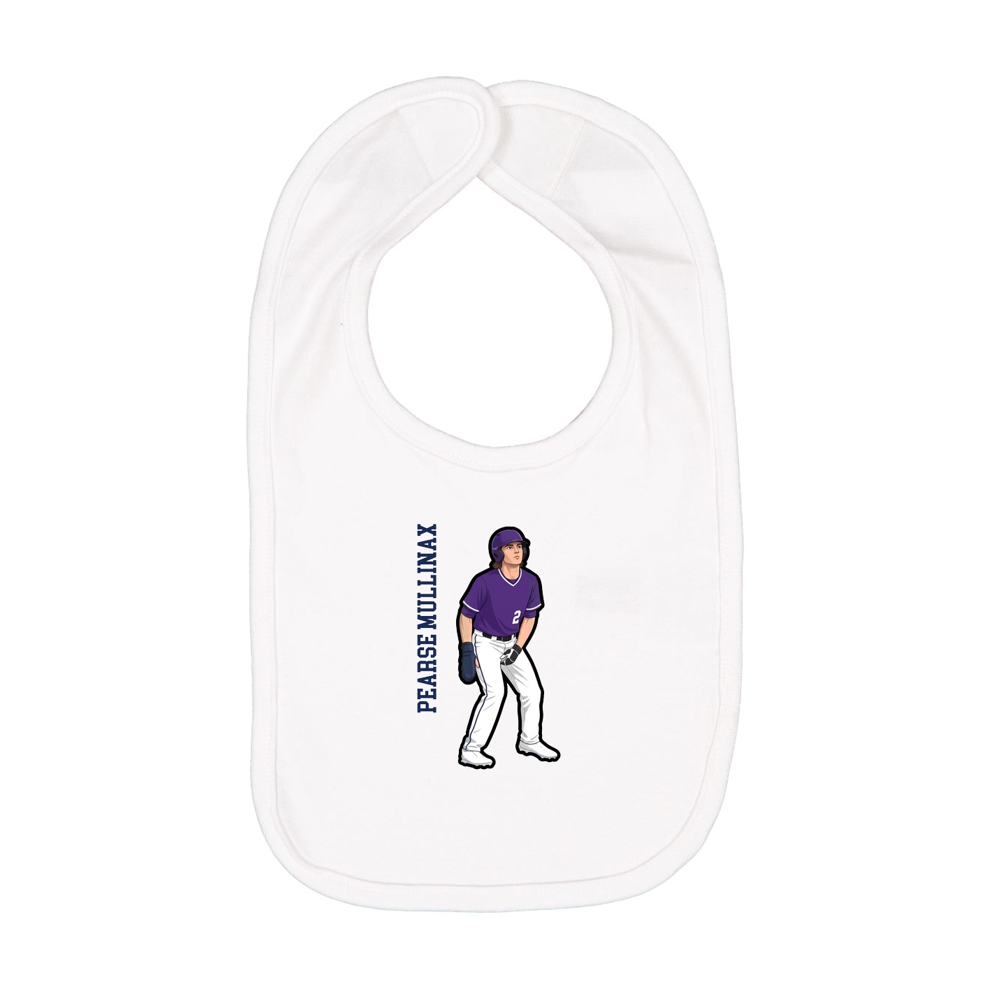 Infant Bib — Name Vertical in White