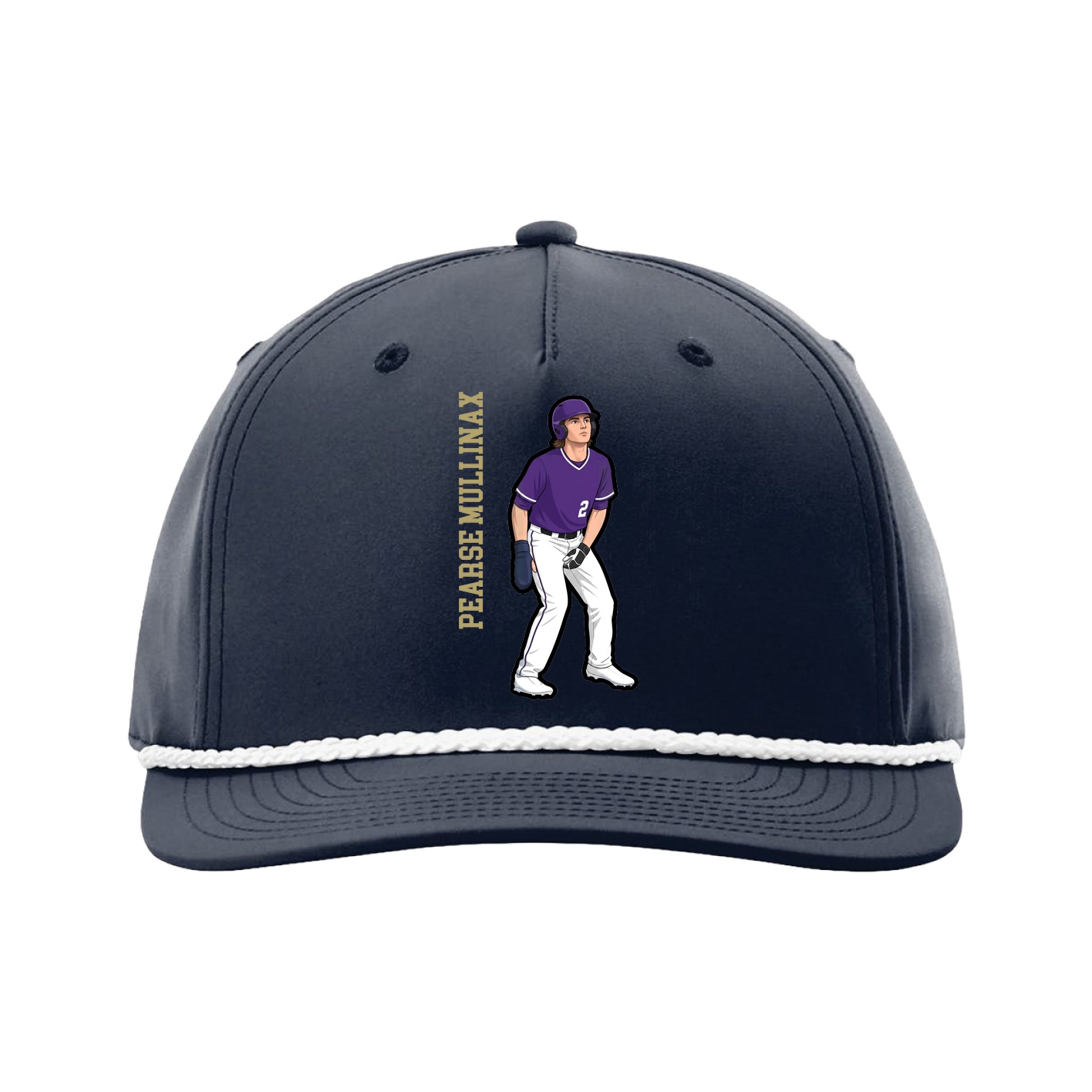 Five-Panel Classic Rope Cap — Name Vertical in Navy